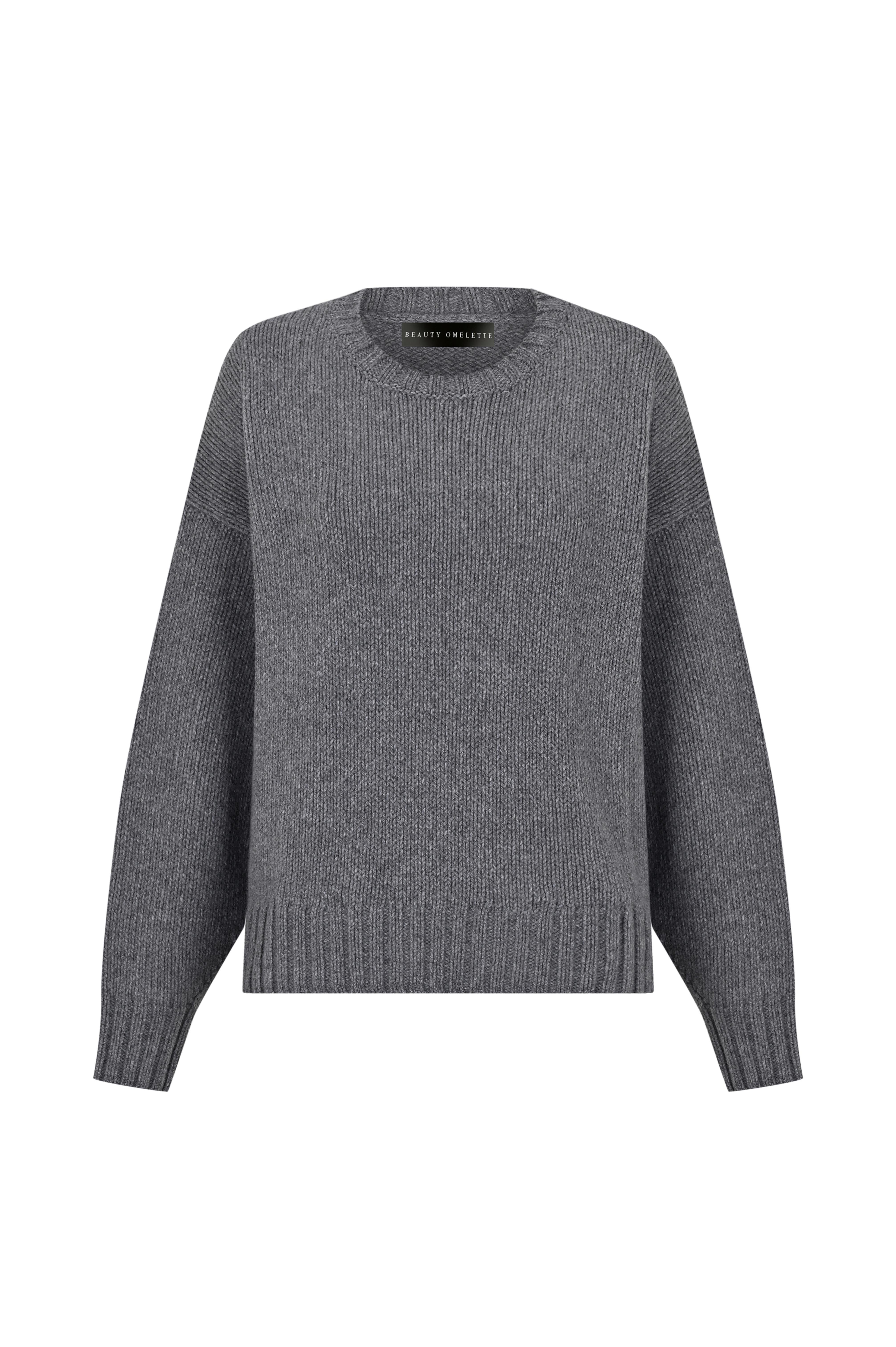 Koyu Gri Bisiklet Yaka Kaşmir Kazak