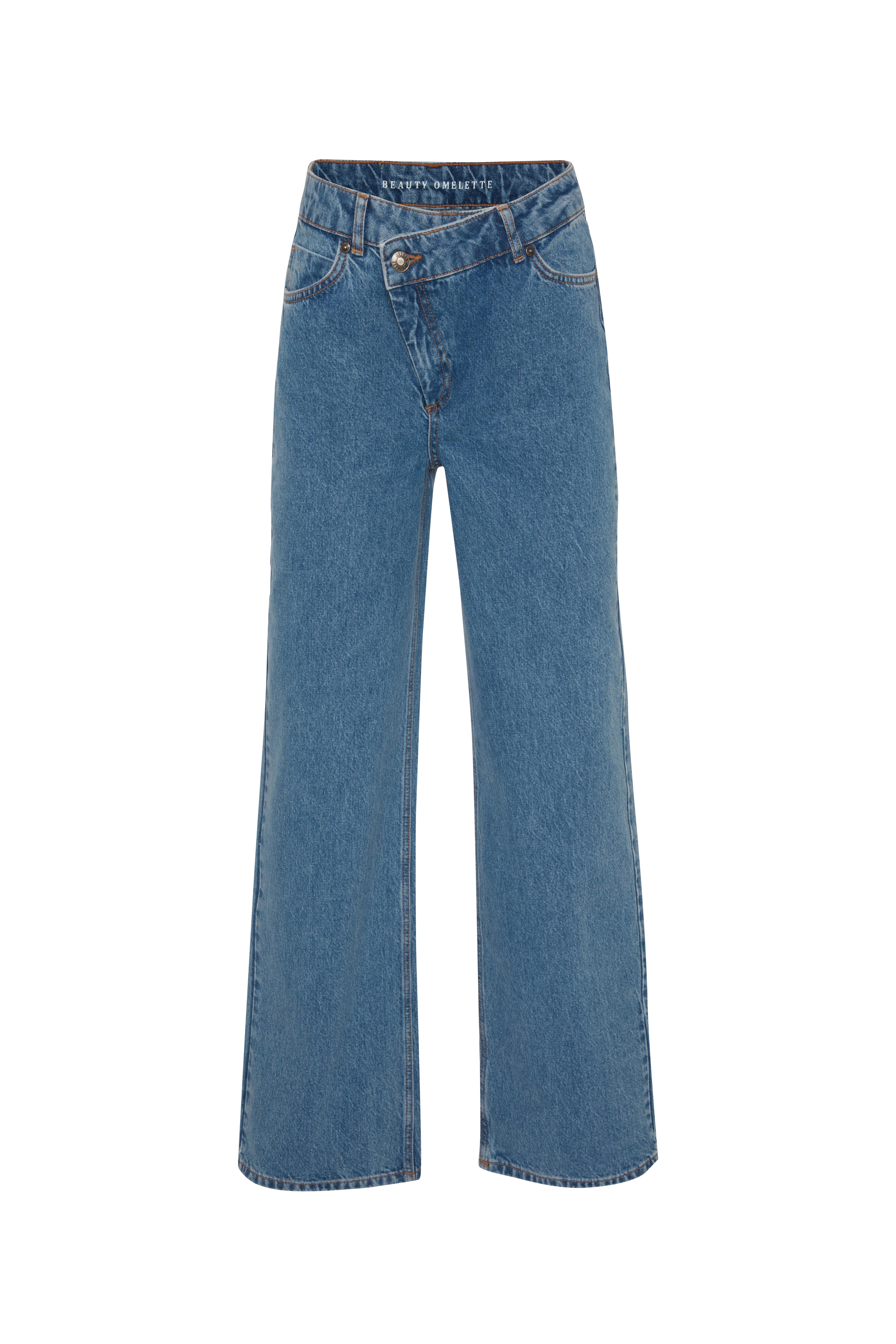 Koyu Mavi Cross Waist Full Lenght Jean