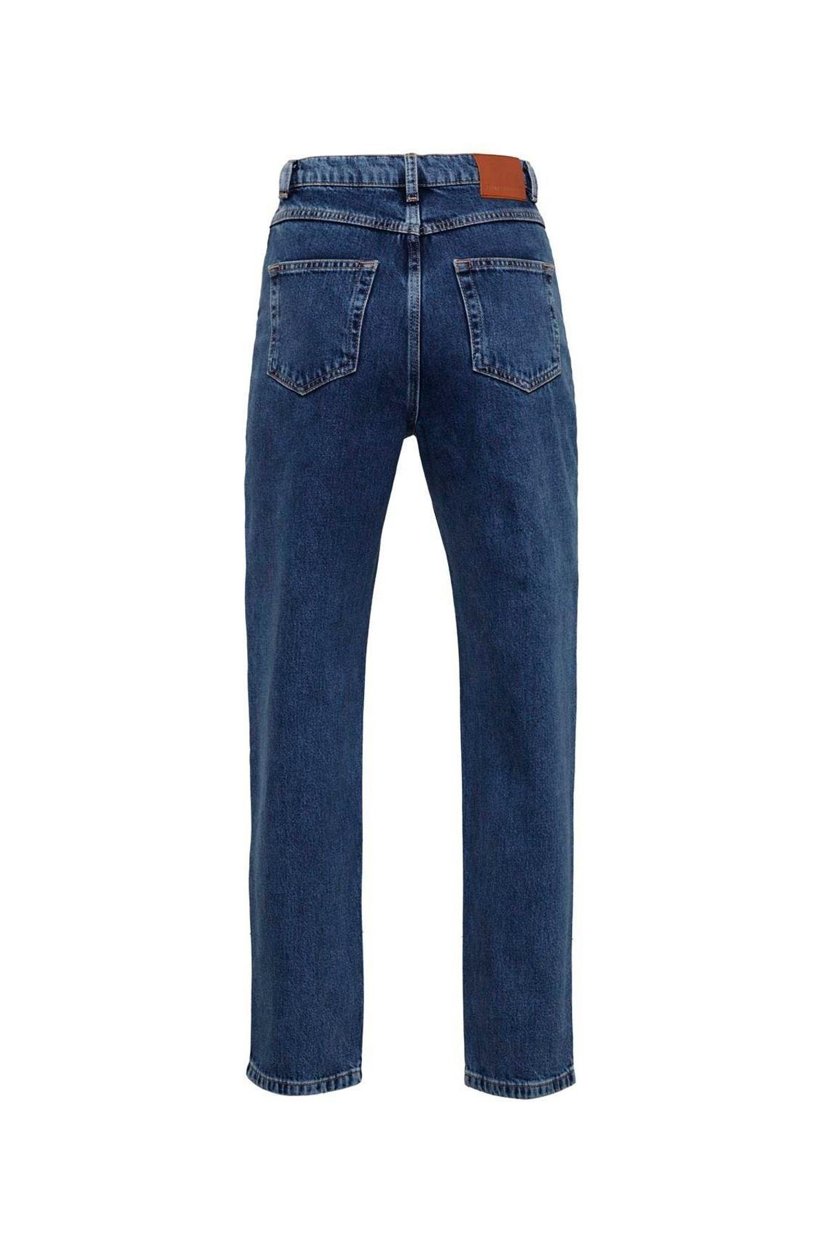 Koyu Mavi Vintage High Waist Jean
