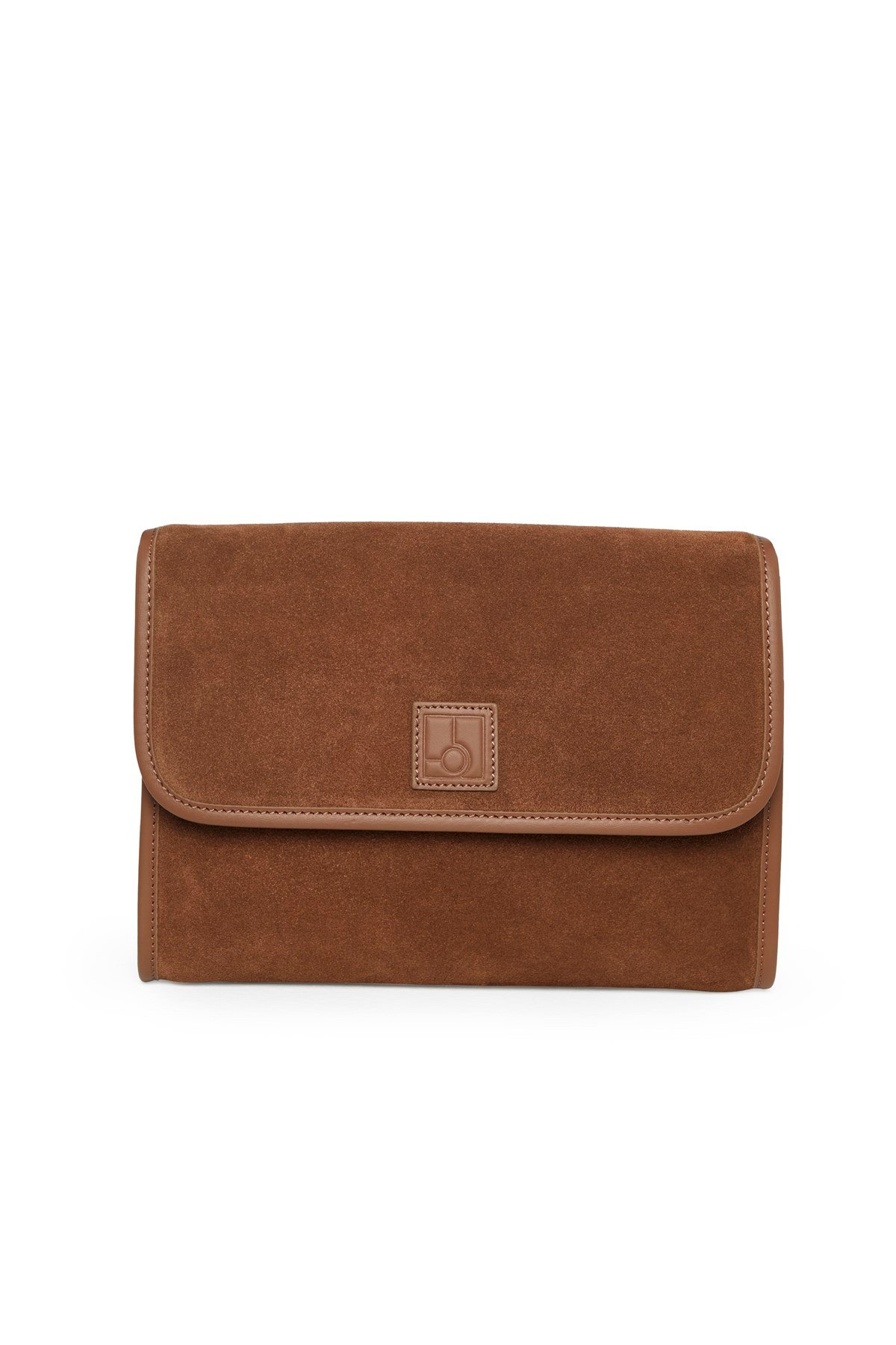 Koyu Taba Süet Clutch Bag
