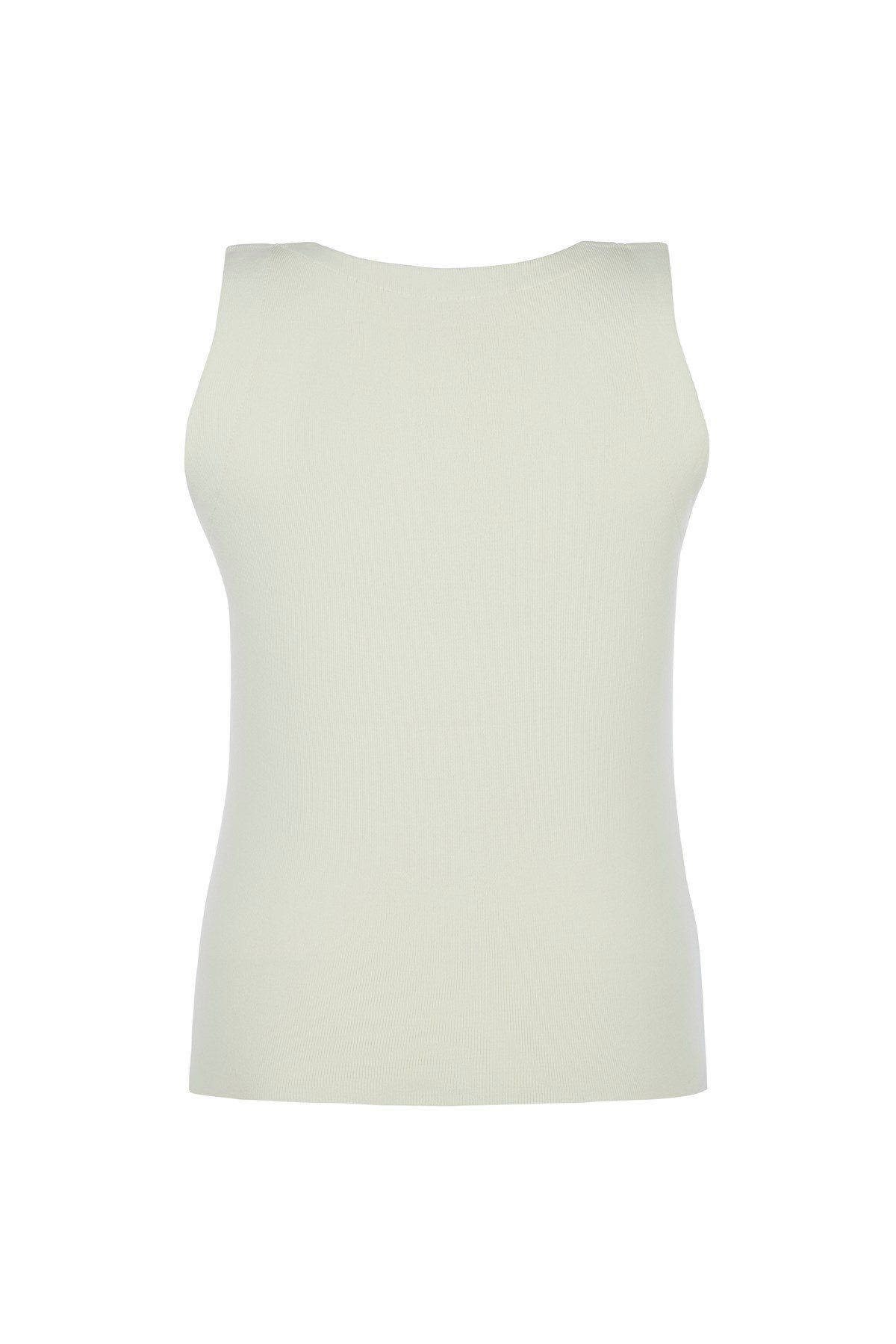 Krem Fitted Triko Yelek