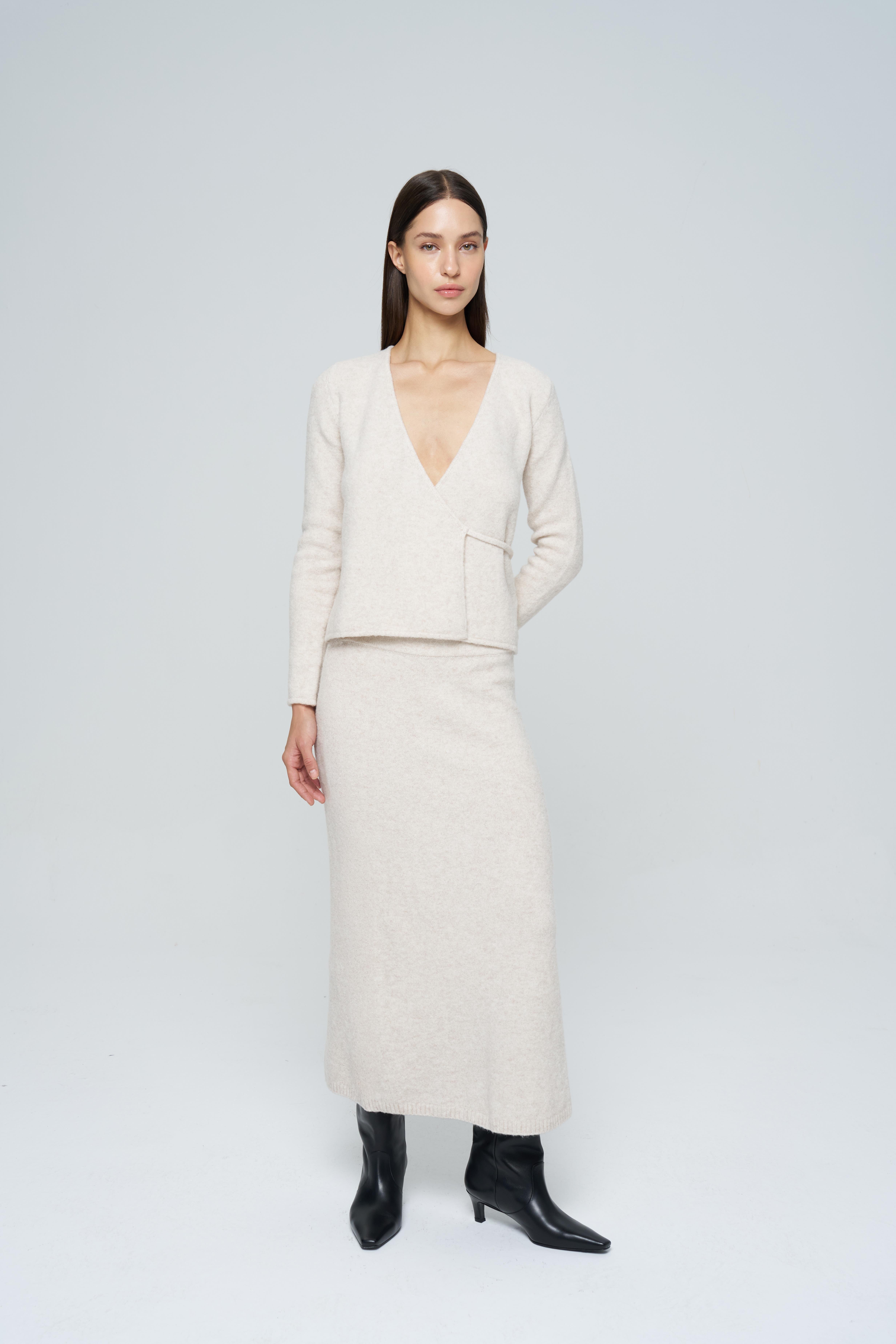 Krem Maxi A Kesim Yün Etek