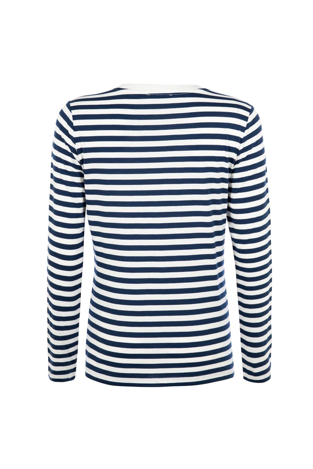 Lacivert Çizgili Bisiklet Yaka Uzun Kollu Tshirt