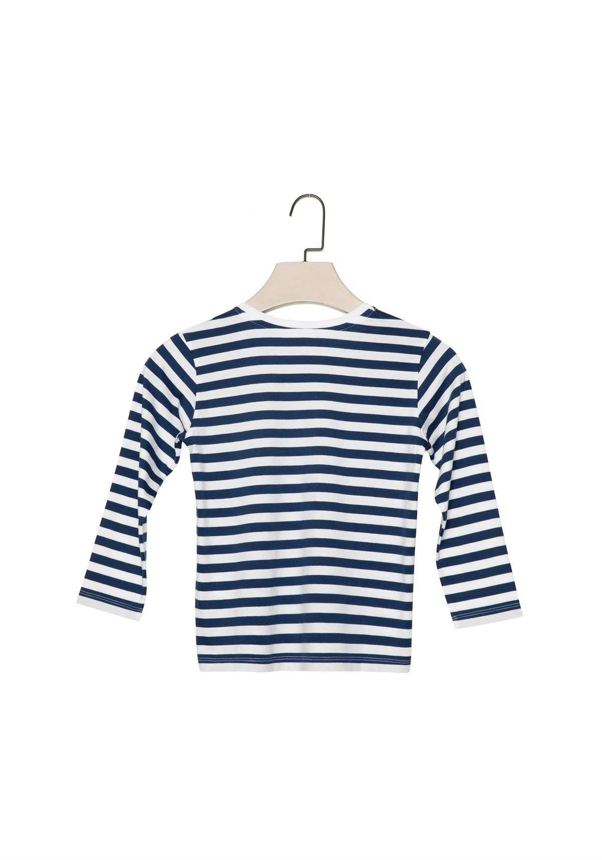 Lacivert Çizgili Bisiklet Yaka Uzun Kollu Çocuk T-shirt