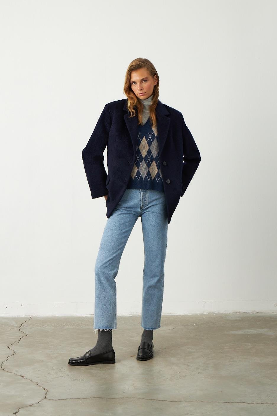 Lacivert Daddy Alpaka Ceket Kaban - Exclusive Collection