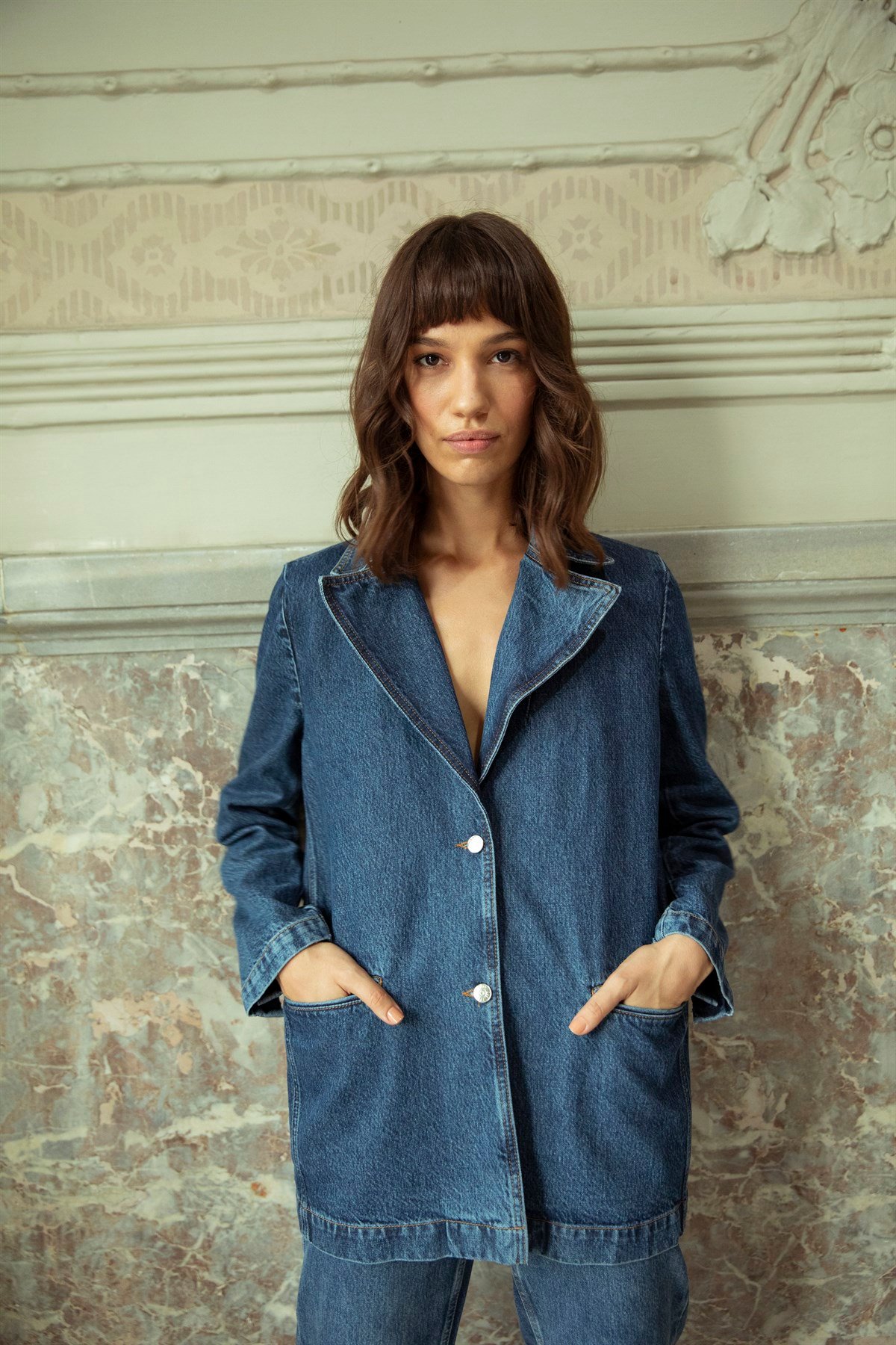 Lacivert Denim Daddy Blazer