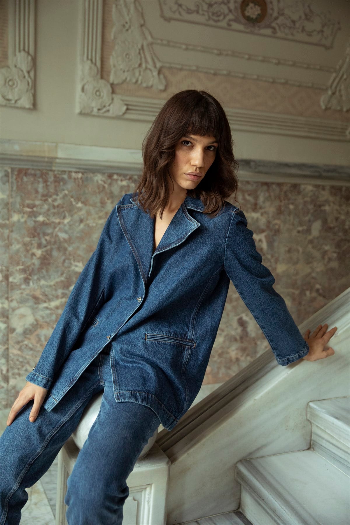 Lacivert Denim Daddy Blazer