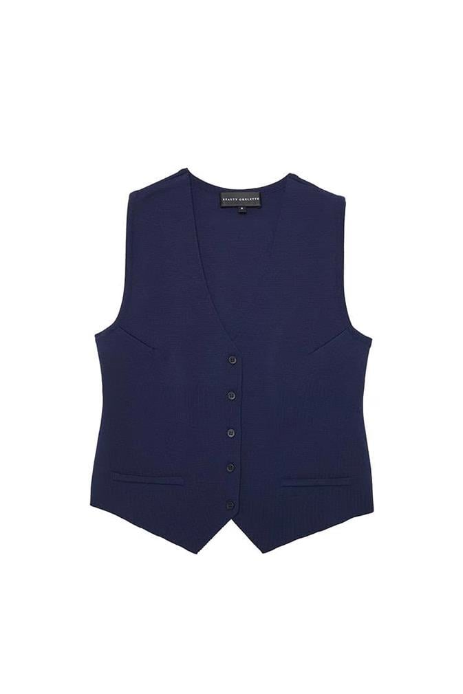 Lacivert Fitted Triko Yelek