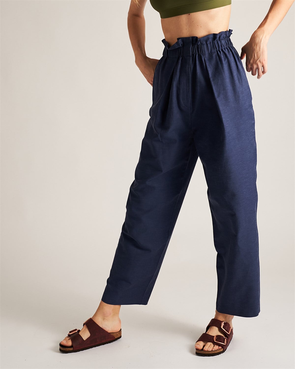 Lacivert Keten Pantolon