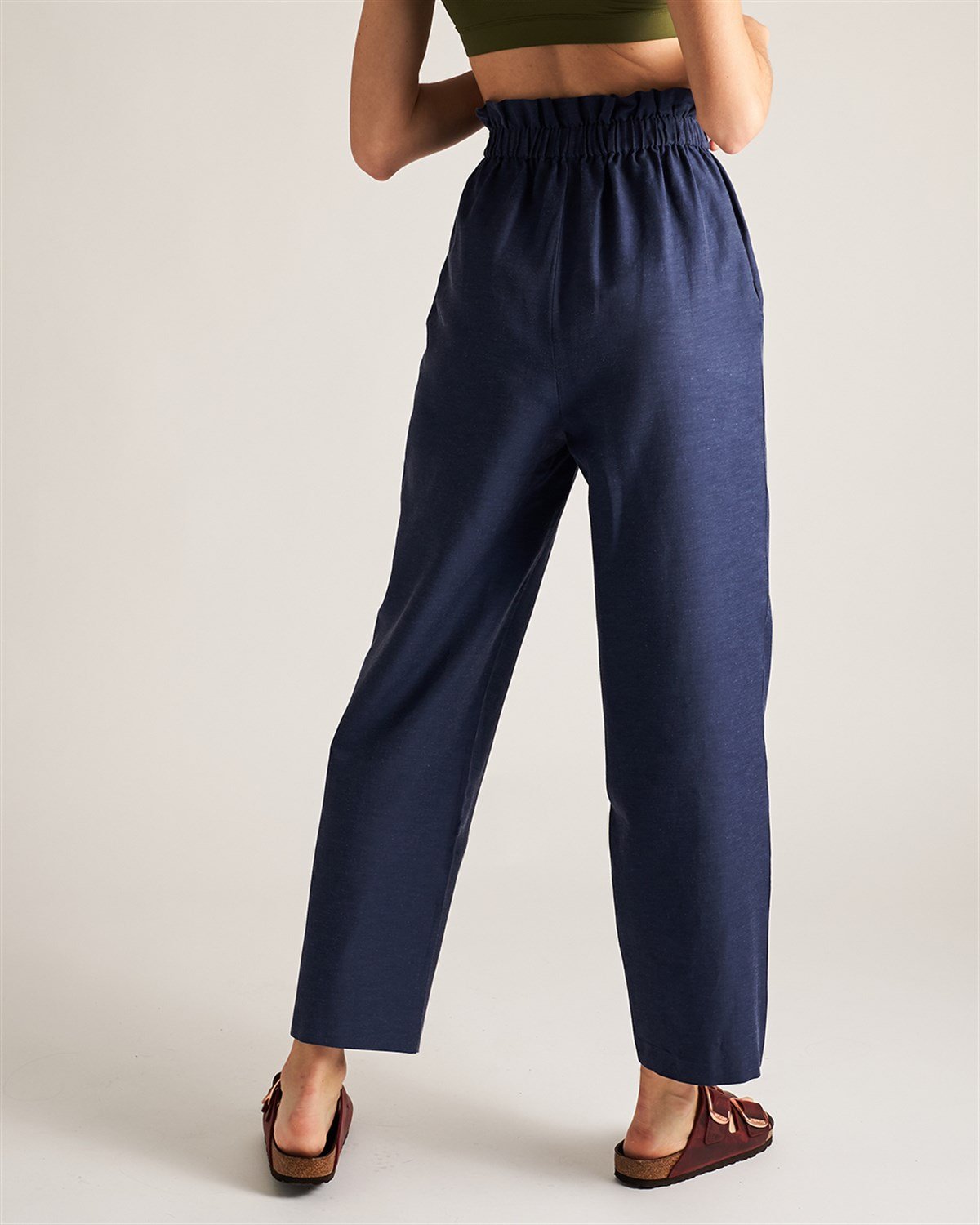 Lacivert Keten Pantolon