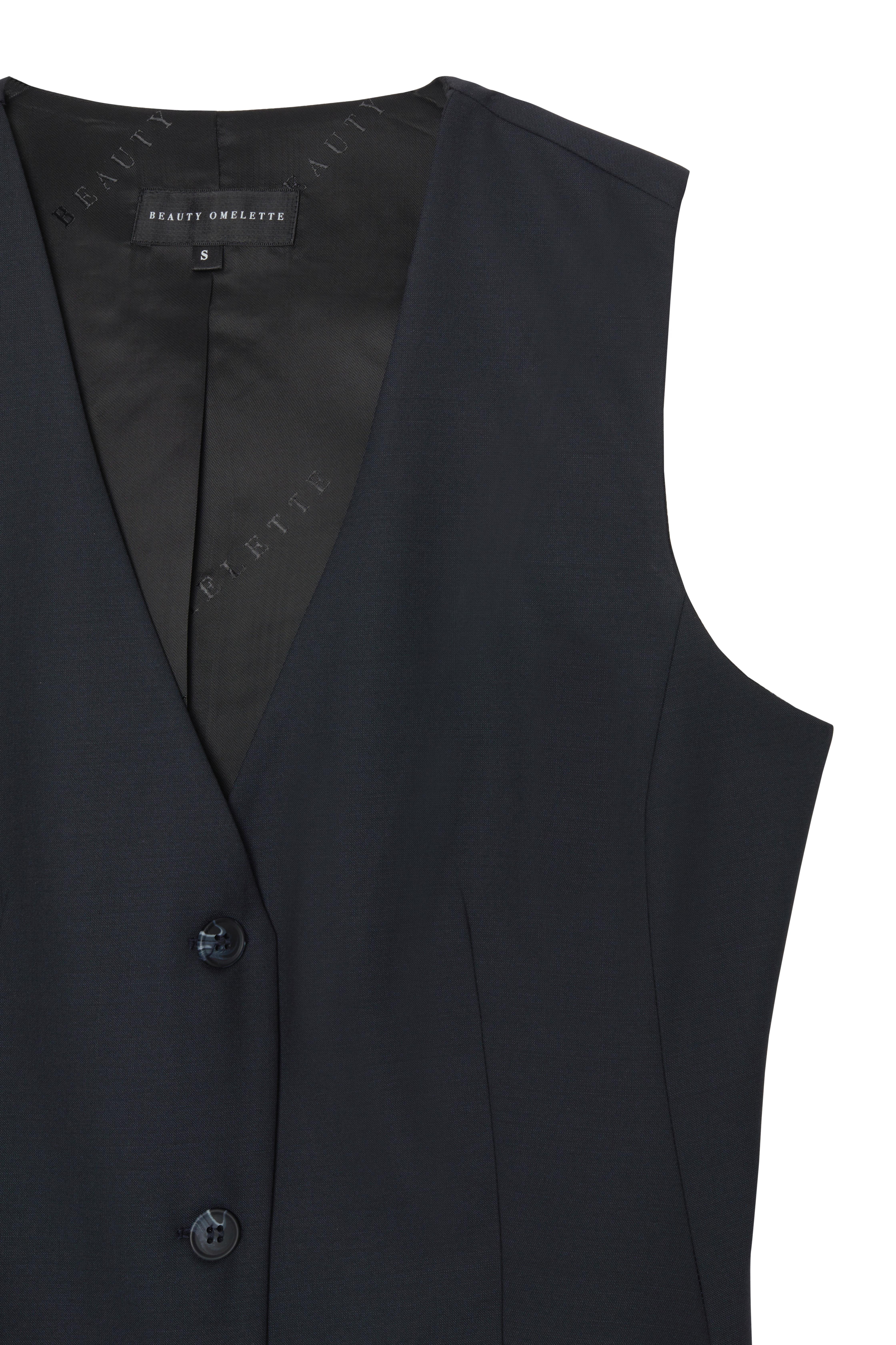 Lacivert Klapasız Yünlü Yelek