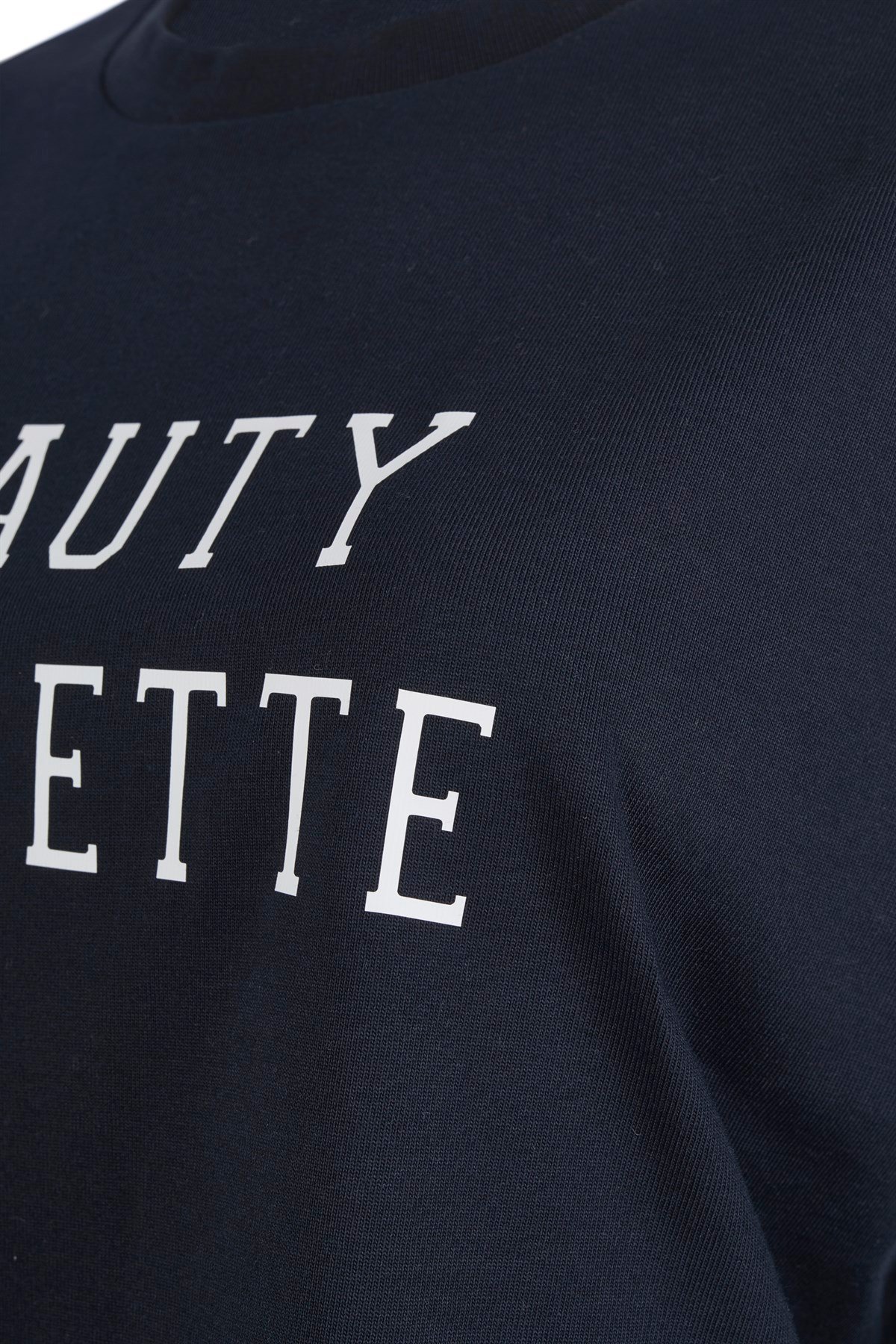 Lacivert Logo Baskılı Crop Tshirt