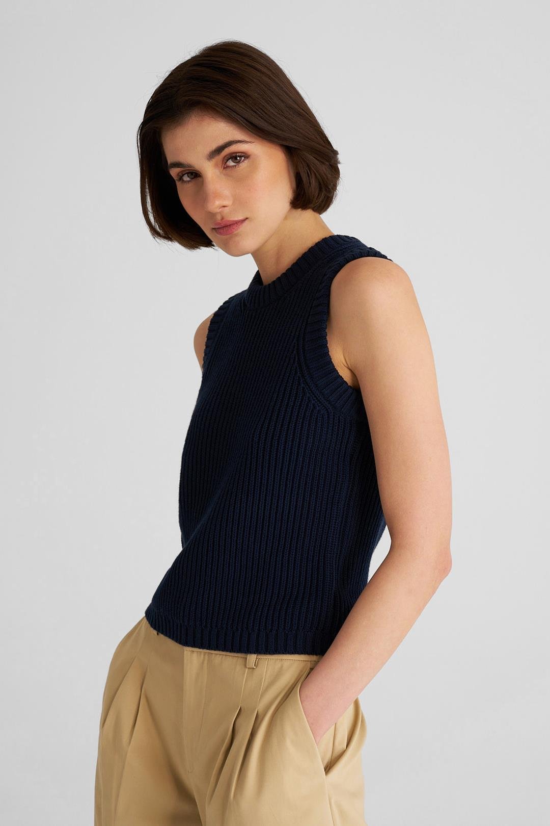 Lacivert Merserize Bisiklet Yaka Süveter