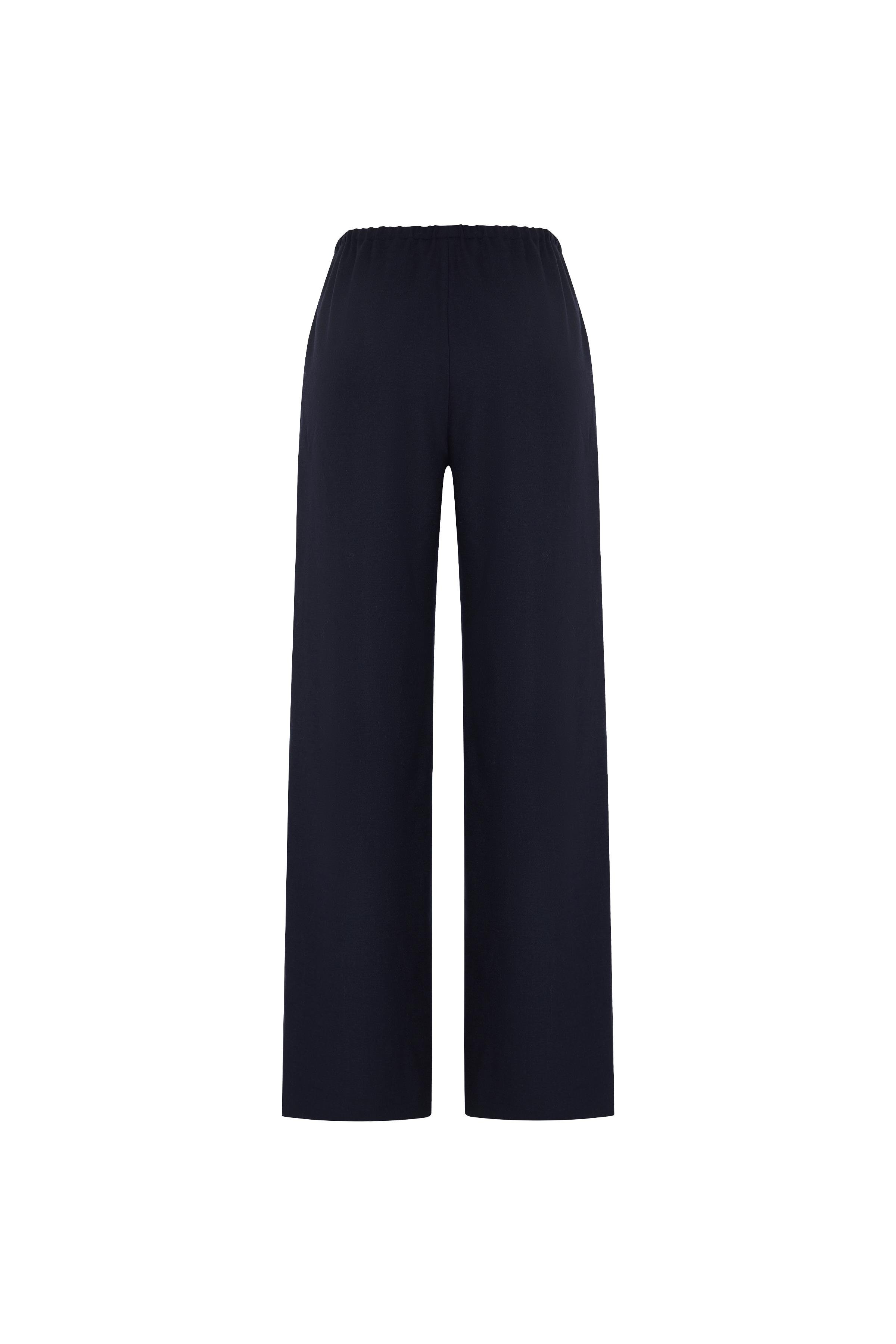 Lacivert Pj Yünlü Bol Pantolon