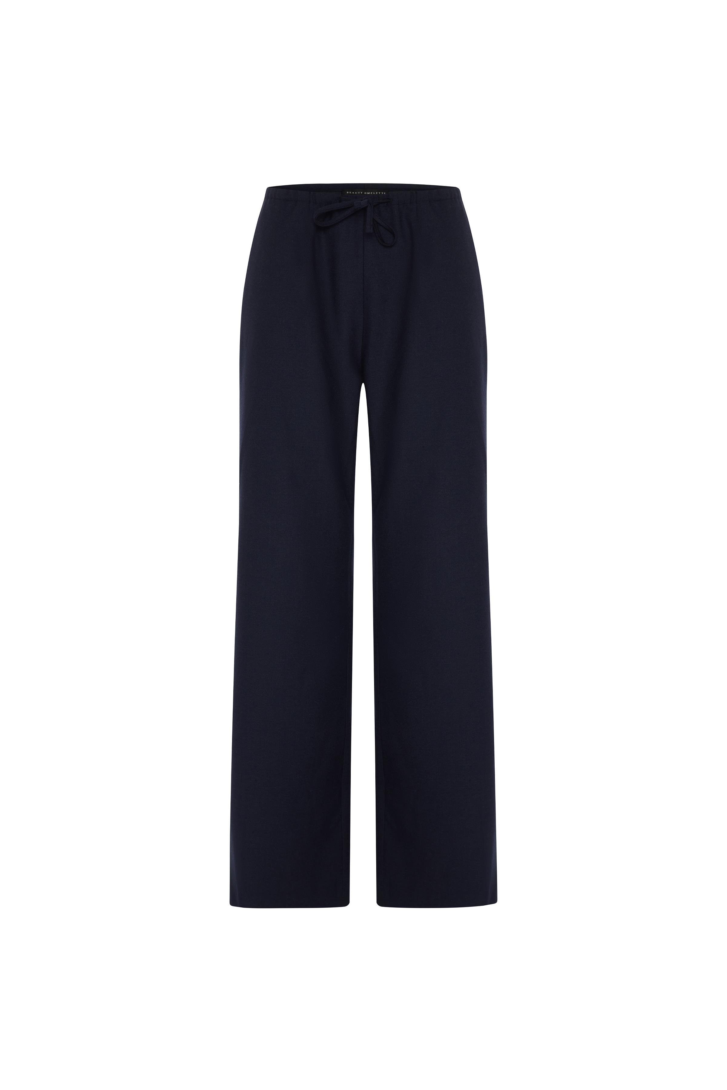 Lacivert Pj Yünlü Bol Pantolon