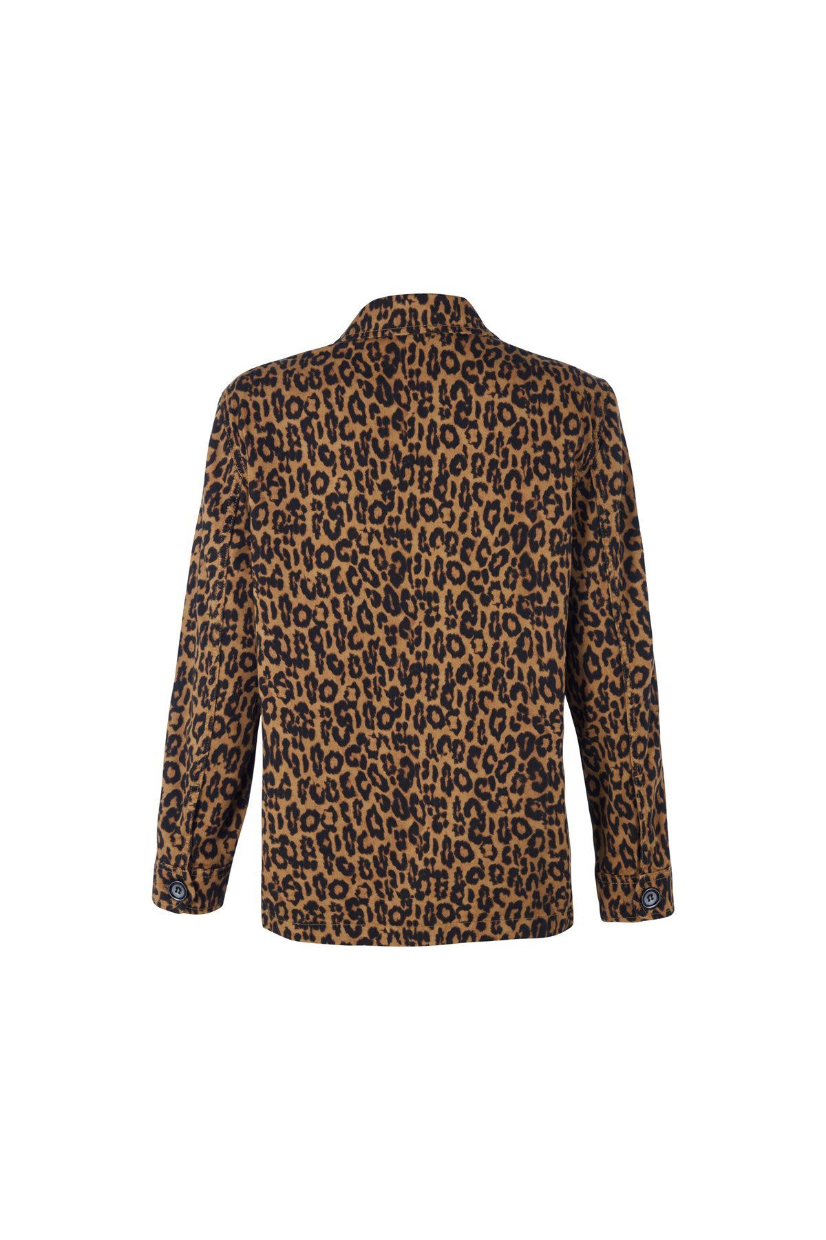 Leopar Baskılı Oversize Denim Ceket