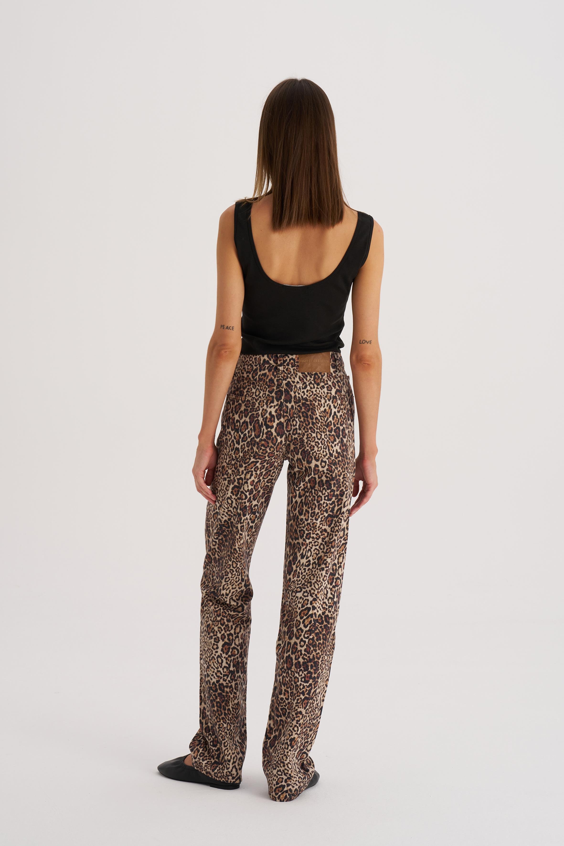 Leopar Desen Alexa Straight Fit Jean