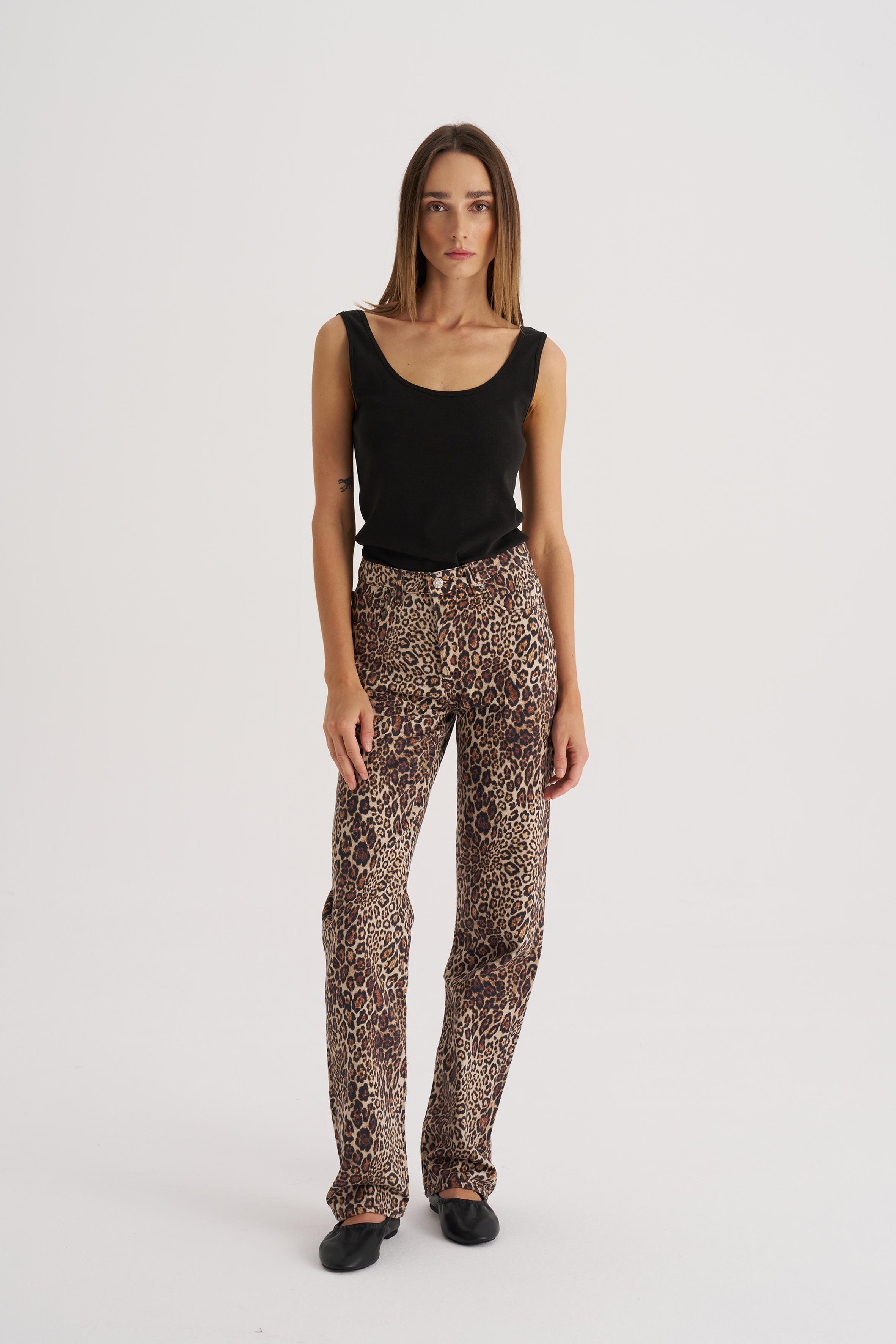 Leopar Desen Alexa Straight Fit Jean