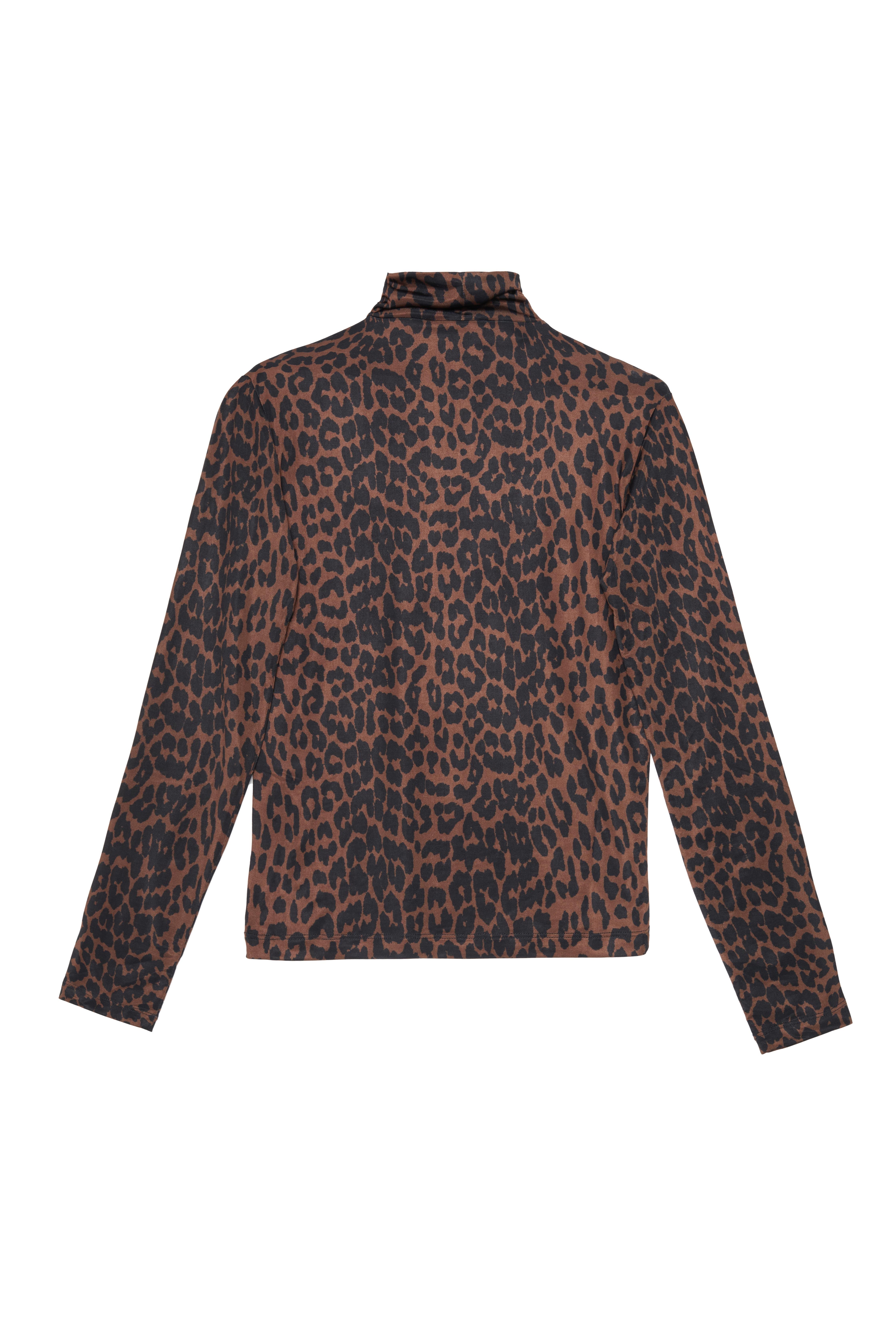 Leopar Desen Dik Yaka Bluz