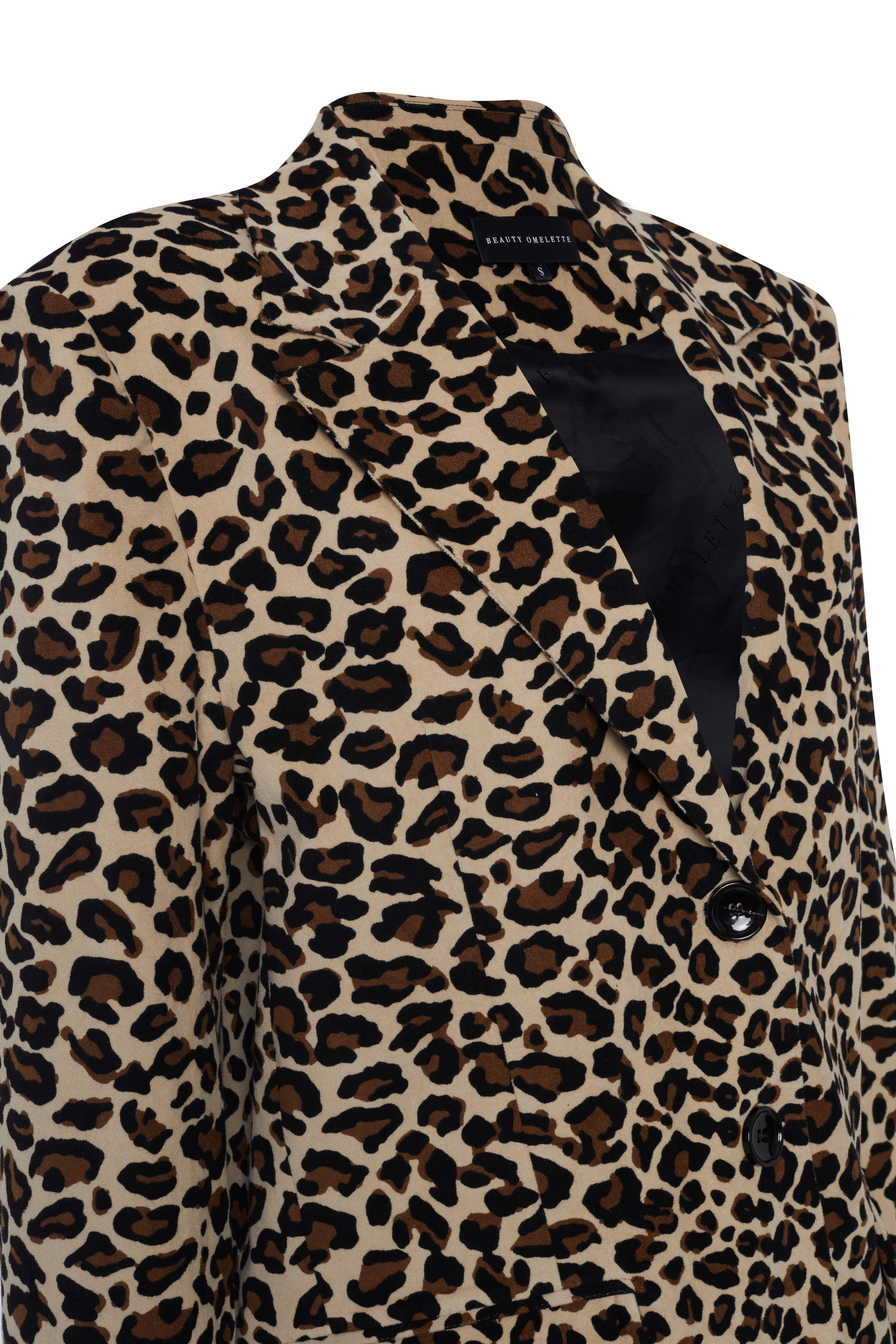Leopar Desen Kadife Daddy Ceket Palto - Exclusive Collection
