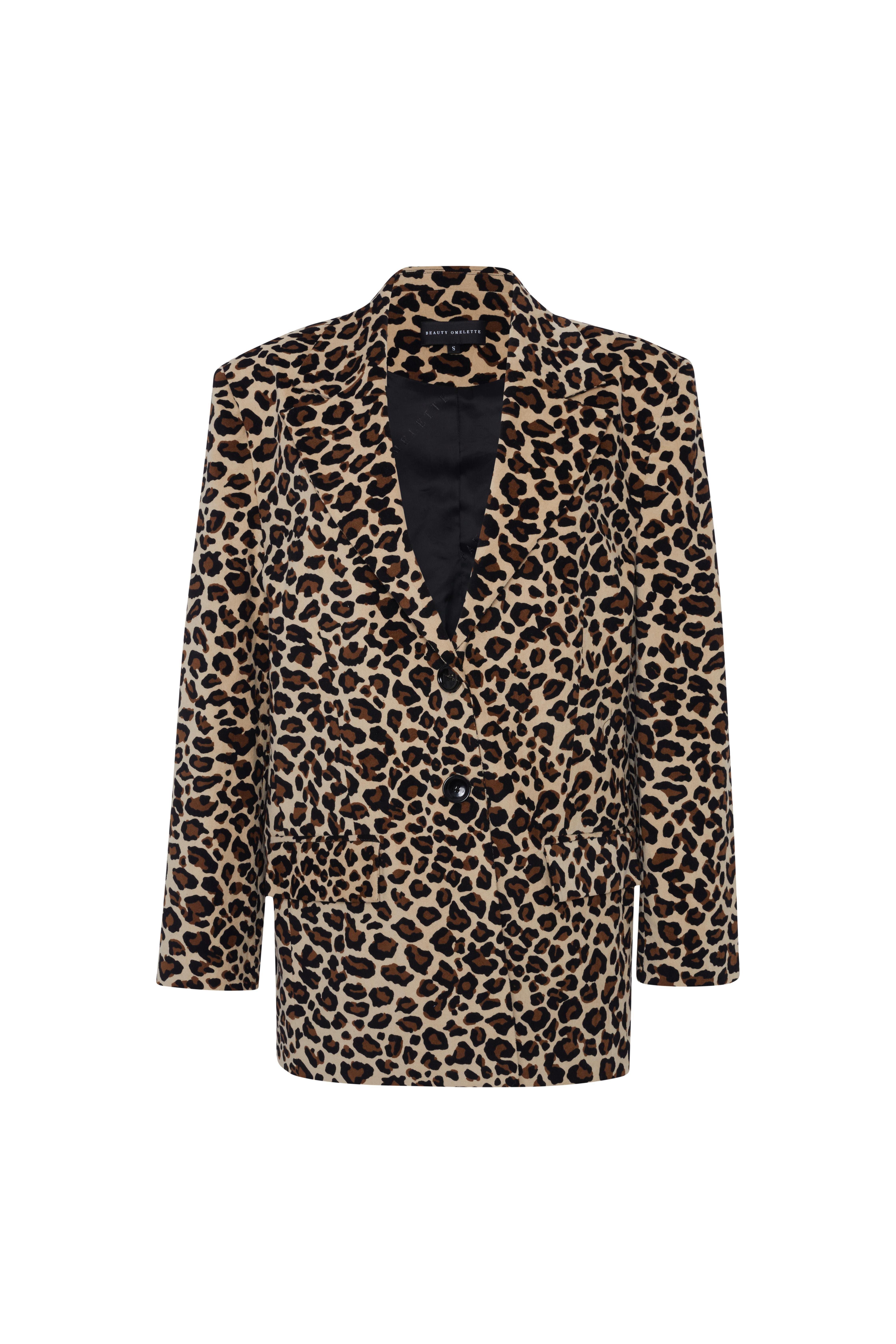 Leopar Desen Kadife Daddy Ceket Palto