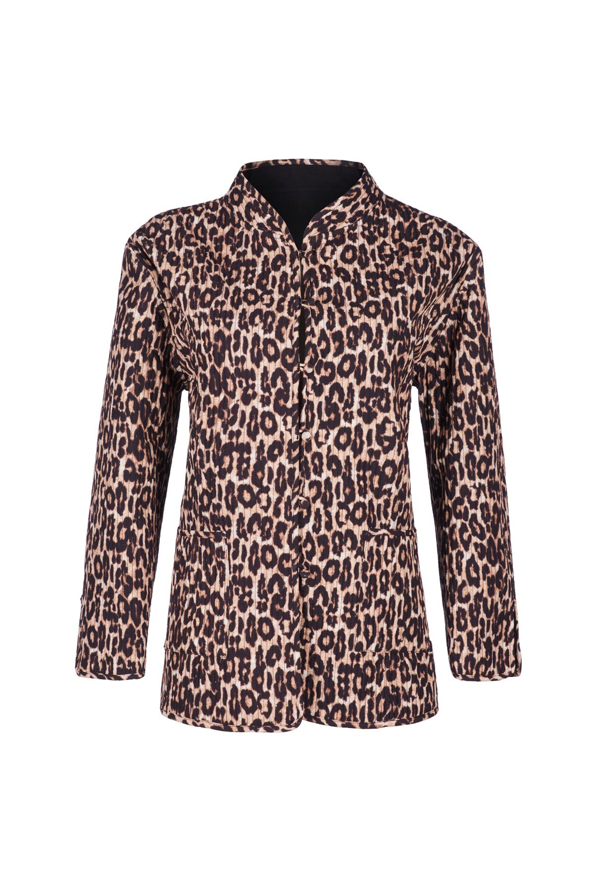 Leopar Desen Kapitone Ceket