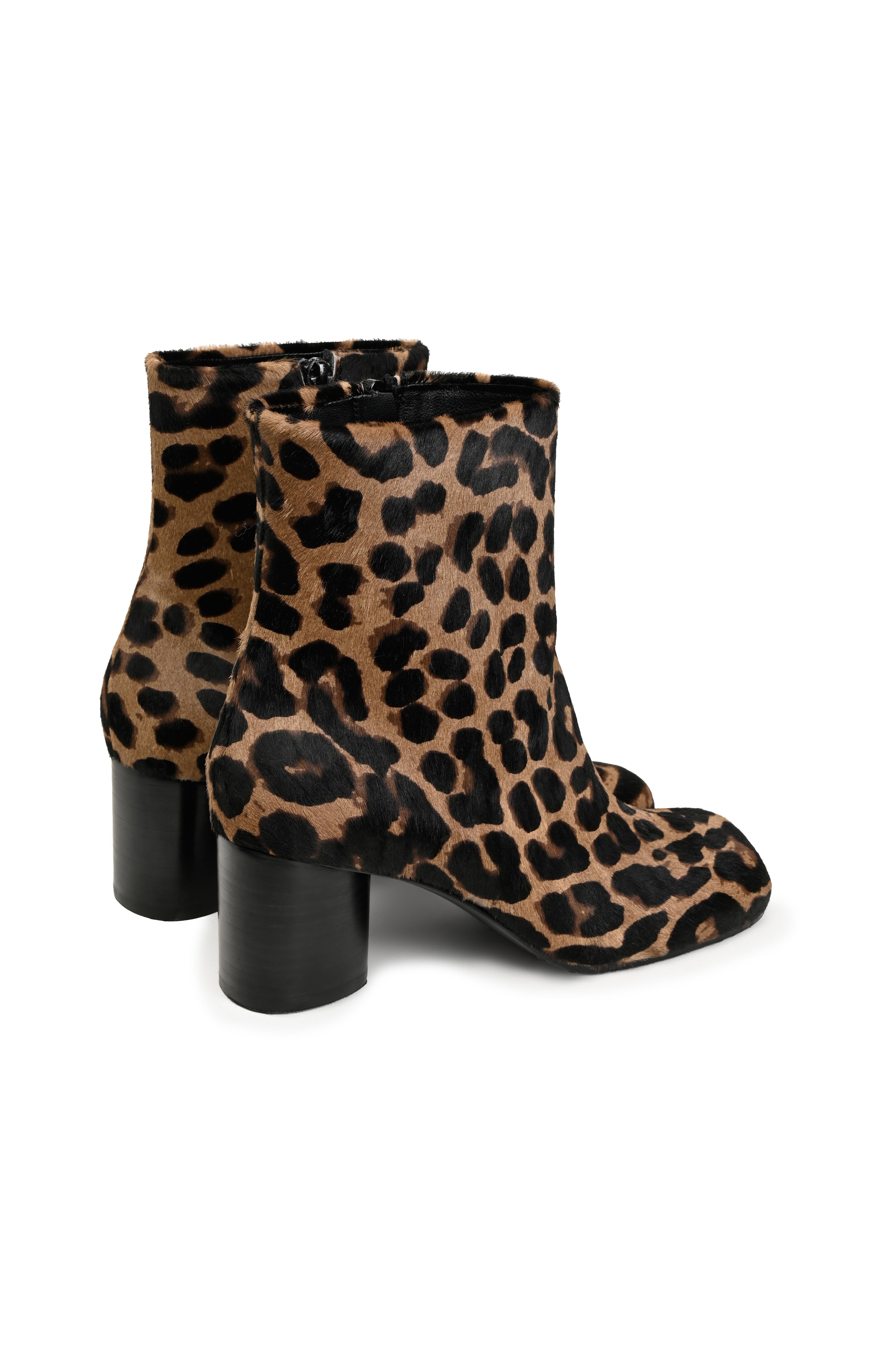 Leopar Desen Kare Burun Topuklu Bot