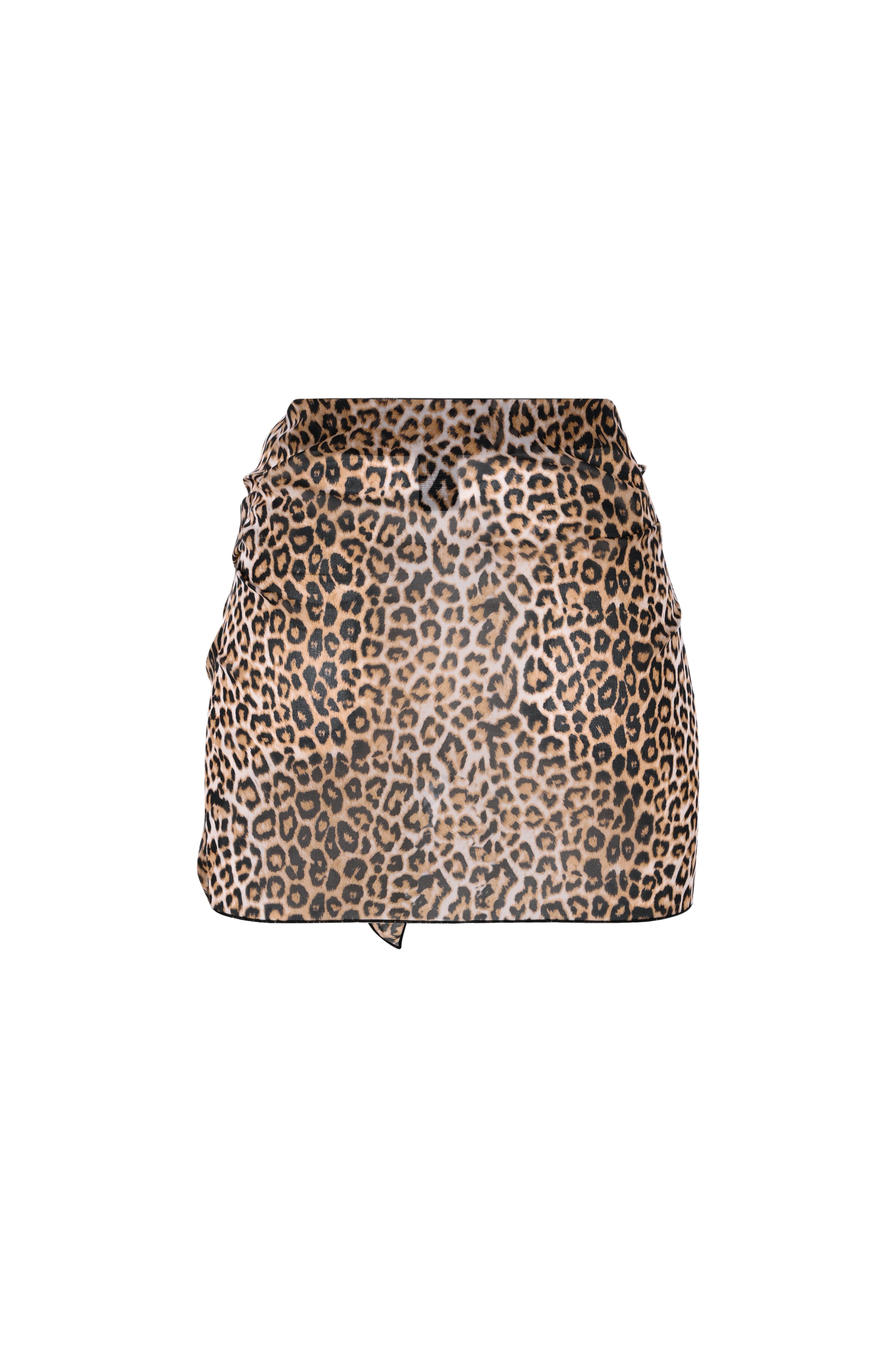 Leopar Desen Şifon Kısa Pareo