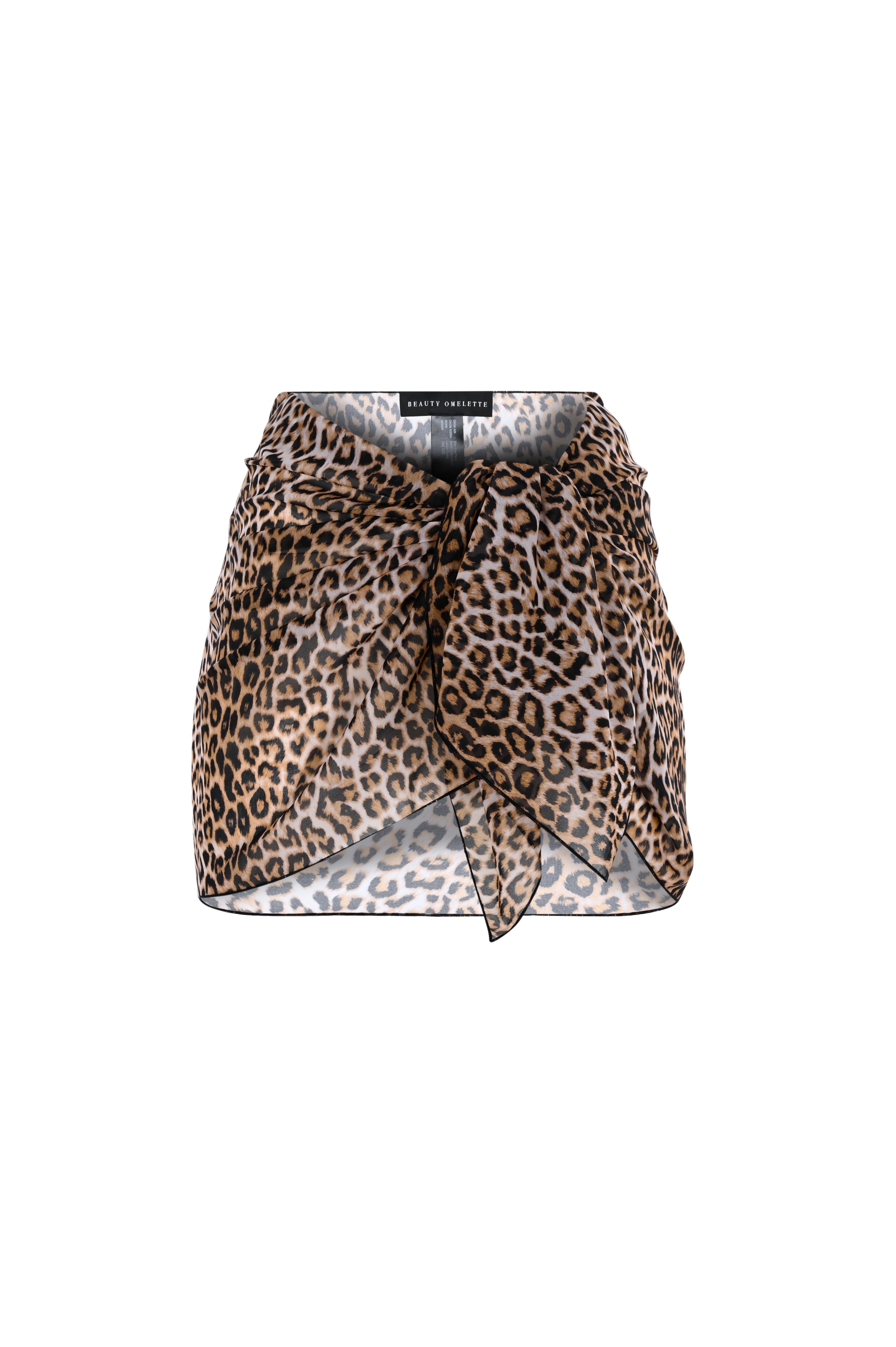 Leopar Desen Şifon Kısa Pareo