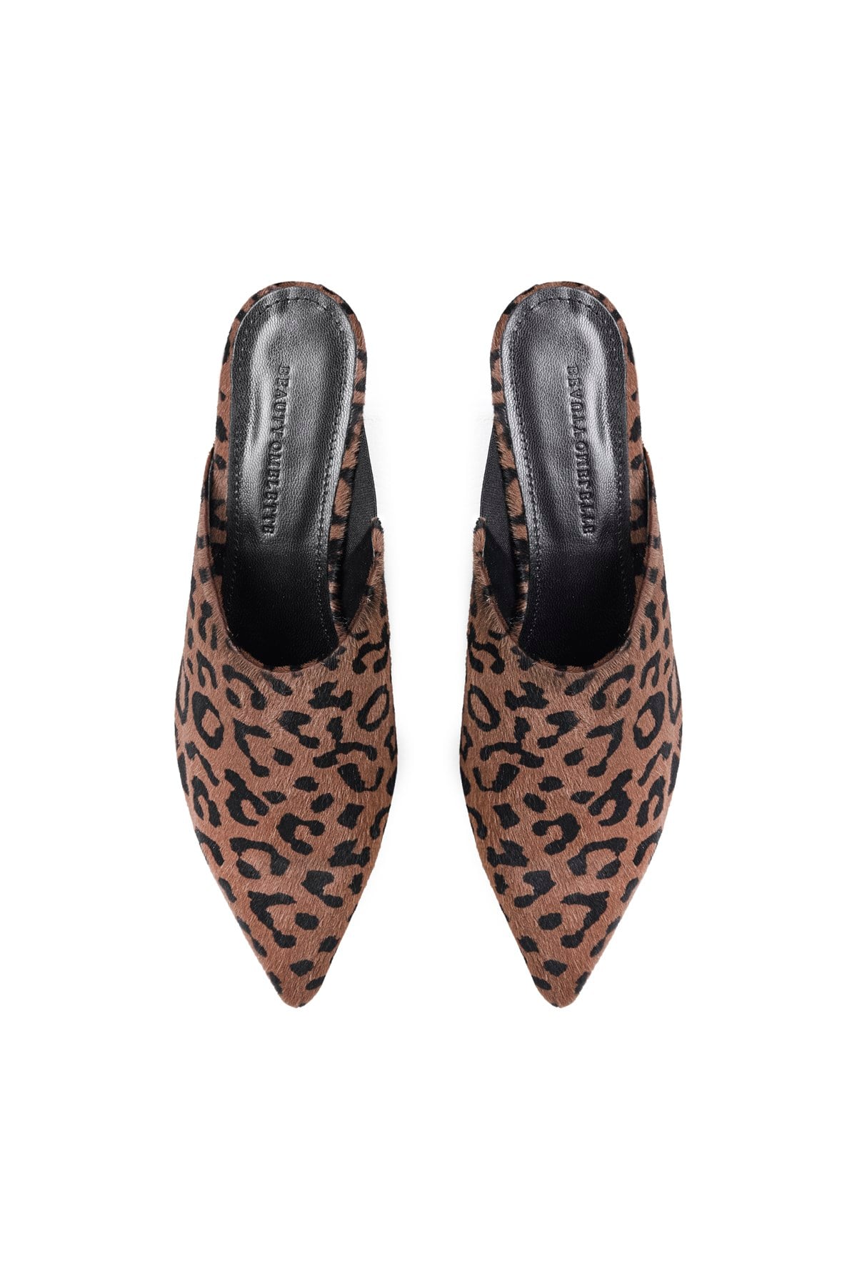 Leopar Desen Sivri Burun Kitten Heel Terlik
