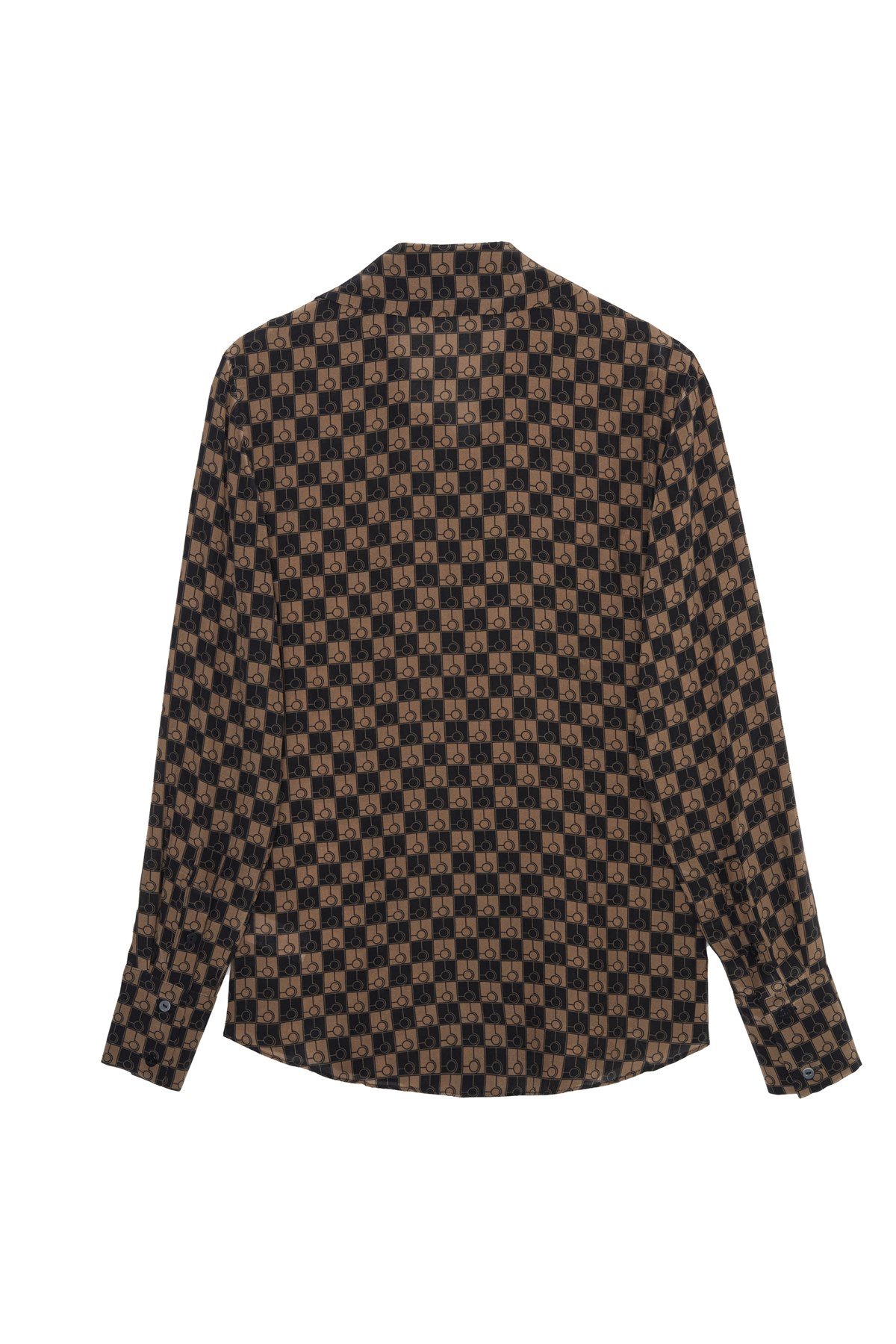 Logo Desen Sivri Yaka İpek Gömlek - Special Edition