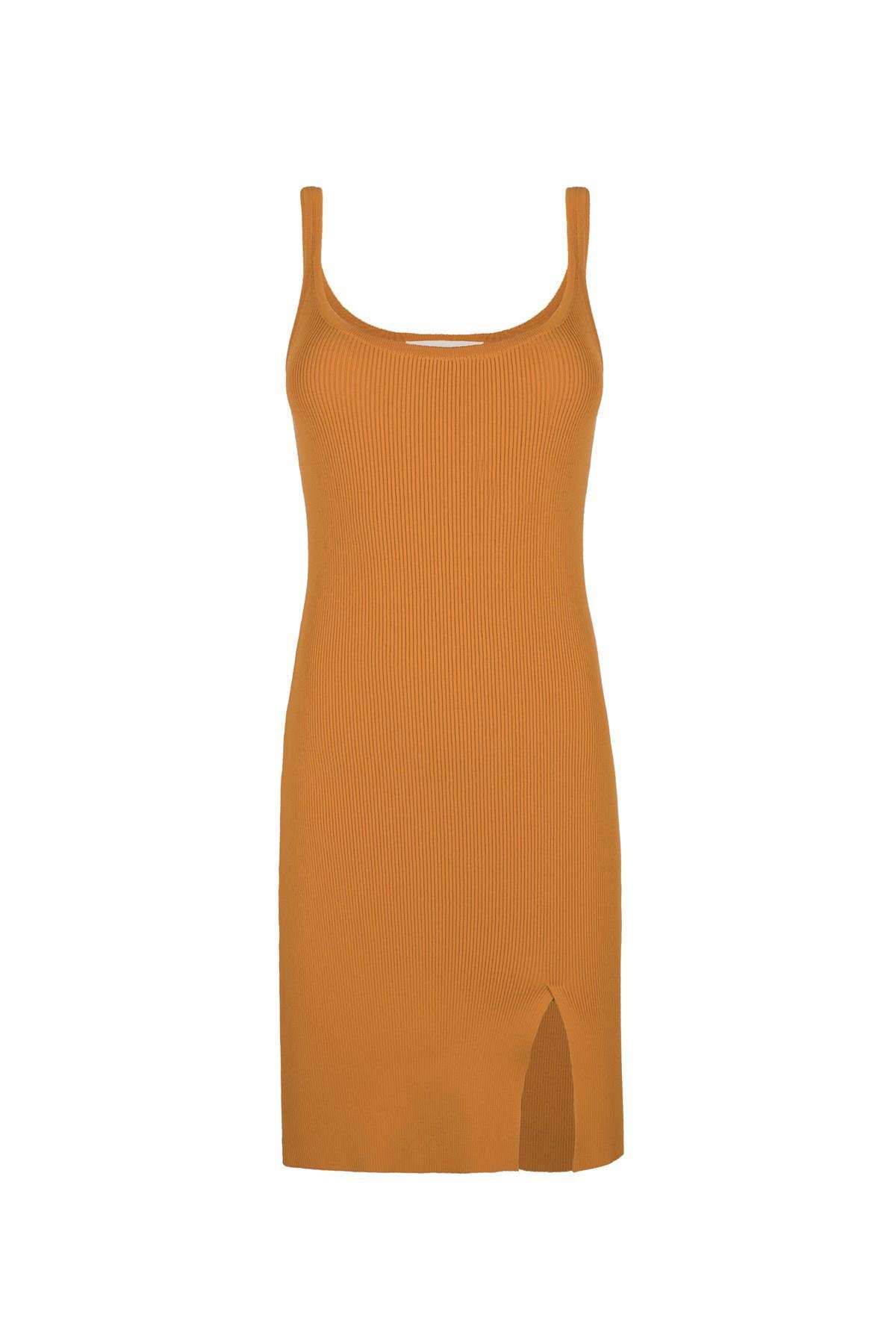 Mango Yırtmaçlı Mini Triko Elbise