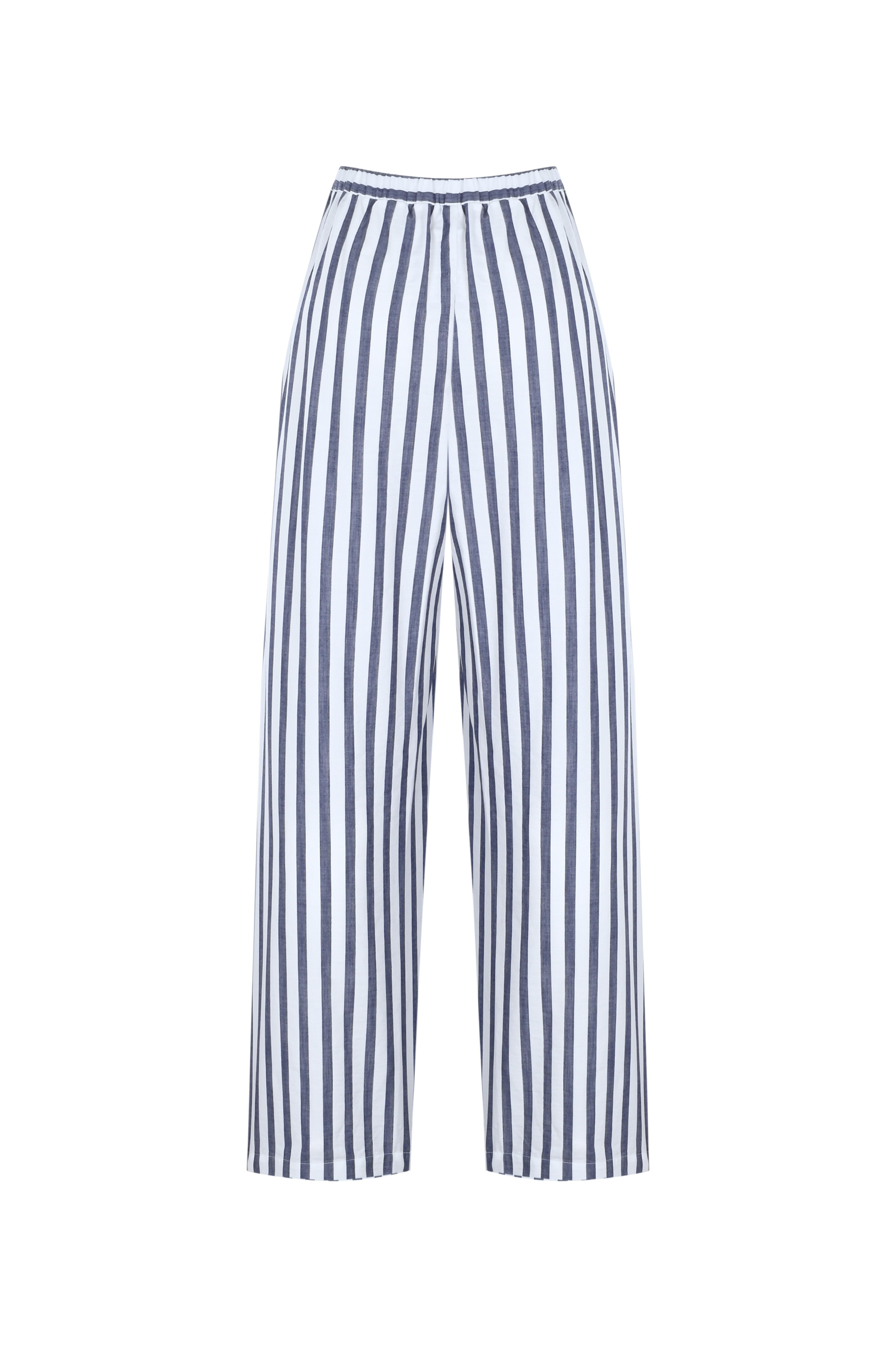 Mavi Çizgili Bol Pantolon