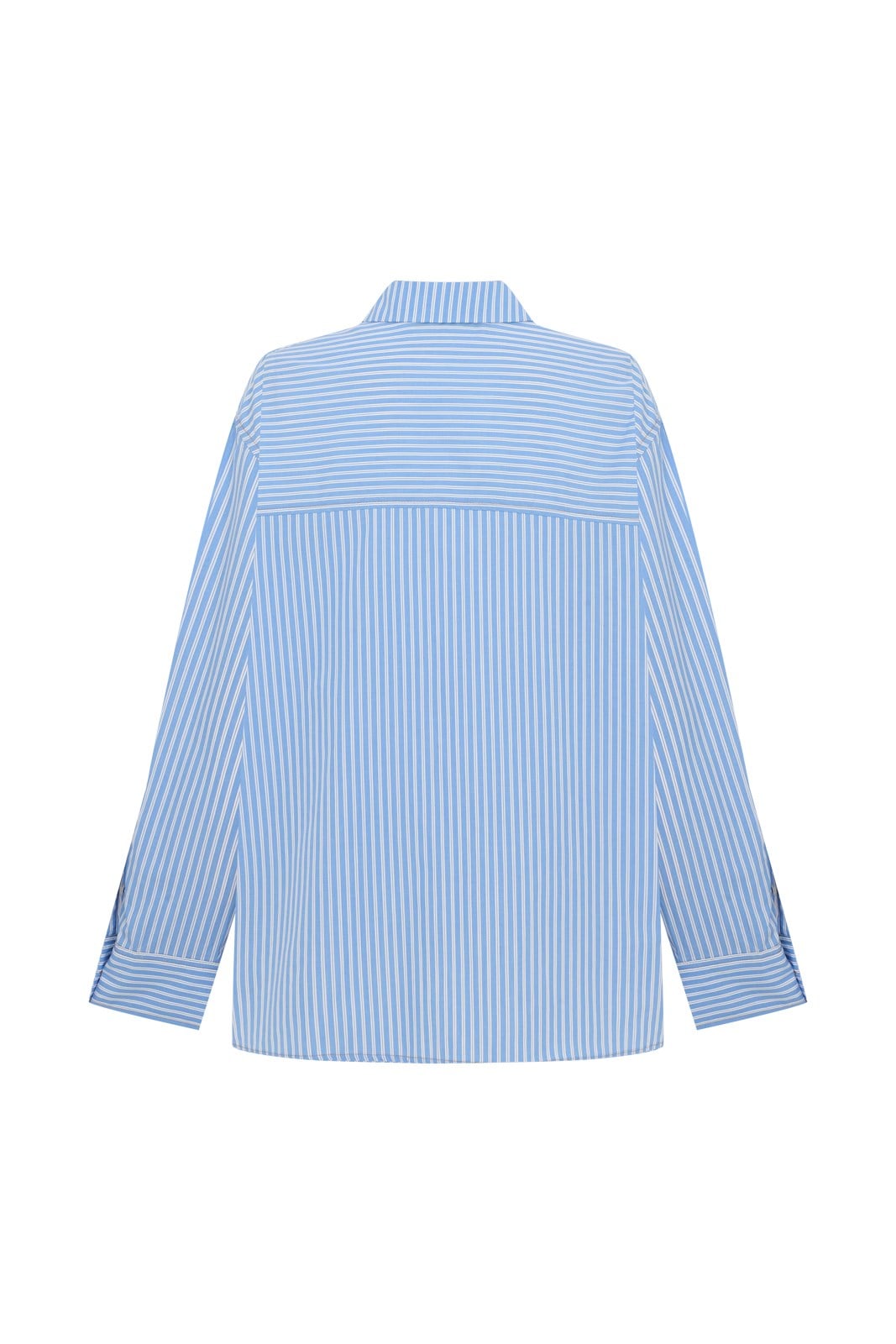 Mavi Çizgili Oversize Poplin Gömlek