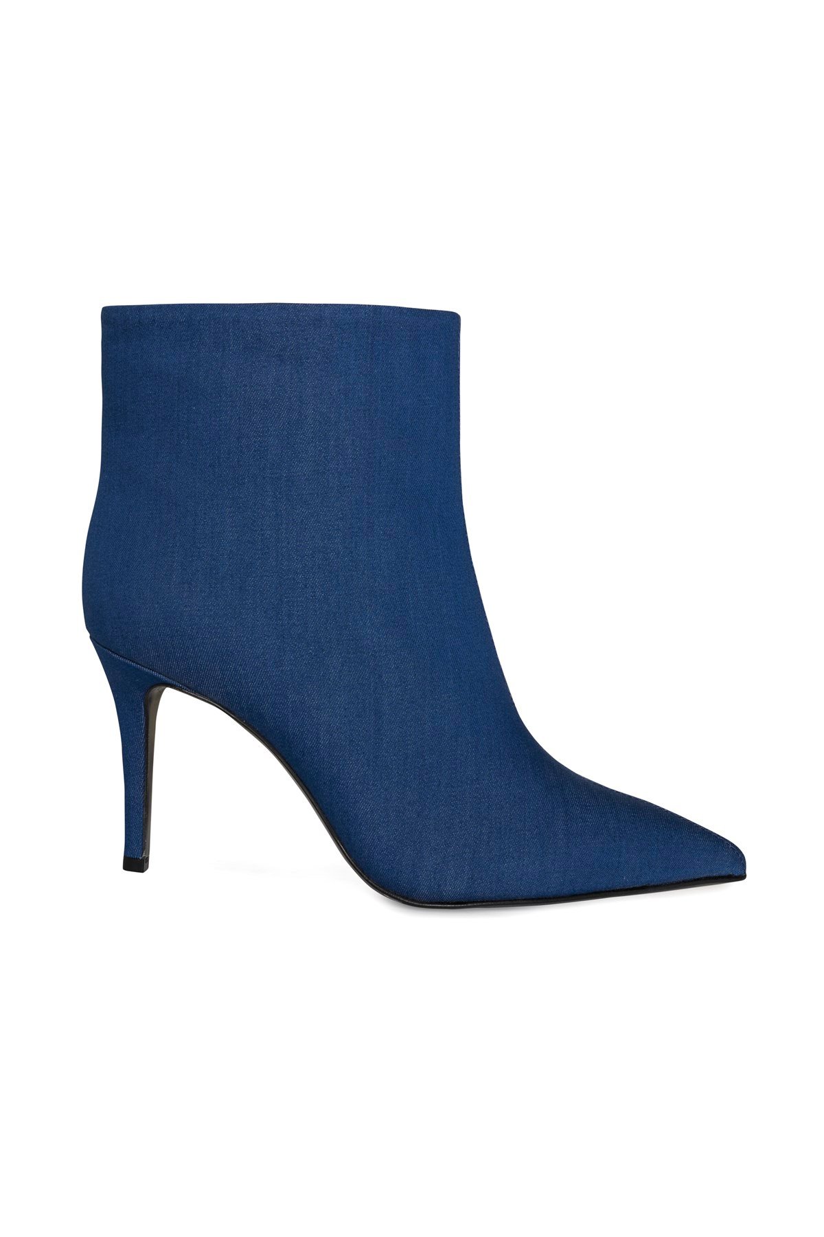 Mavi Geniş Bilekli Topuklu Denim Bot