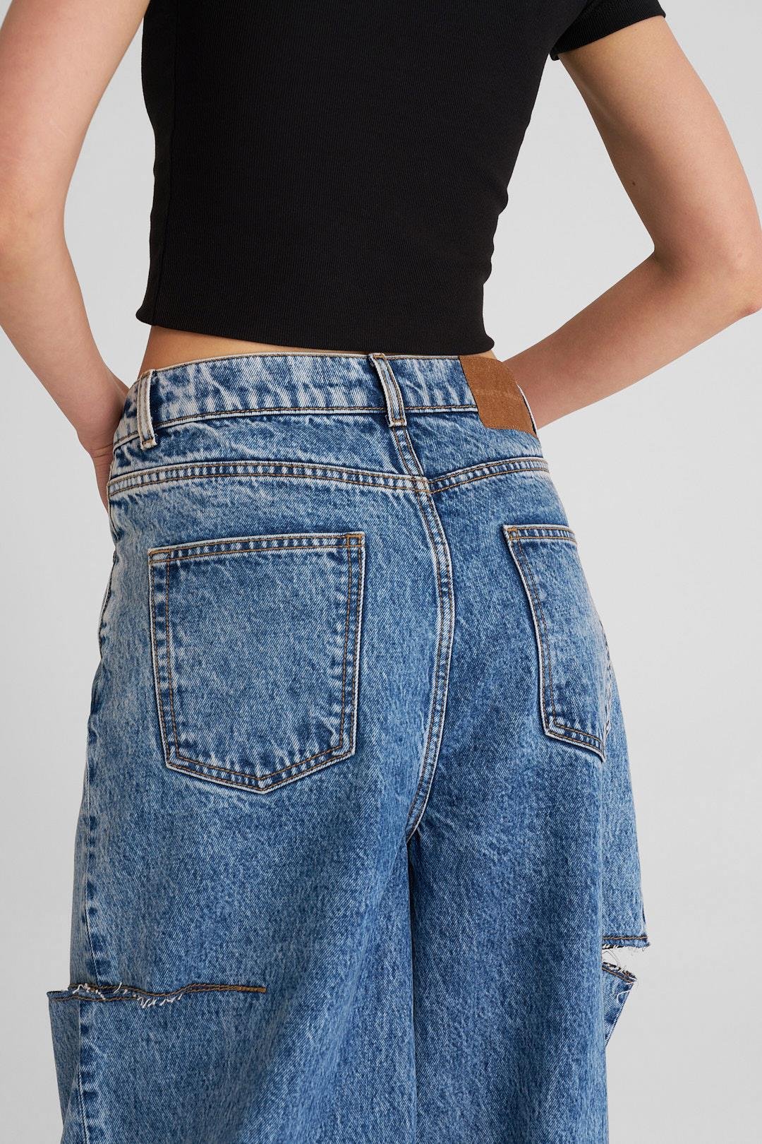 Mavi Yırtık Detaylı Palazzo Jean