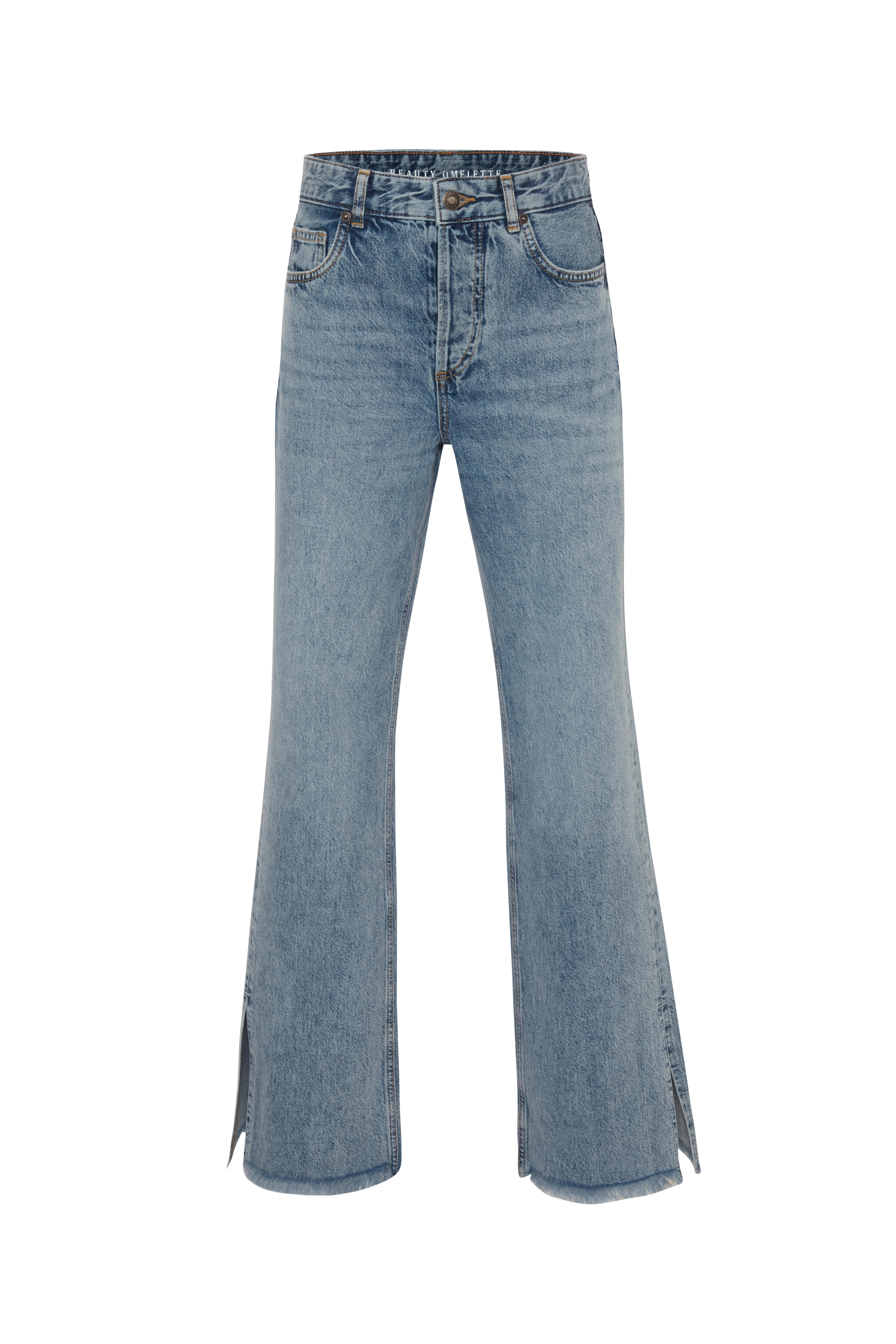Mavi Yırtmaçlı Full Lenght Jean
