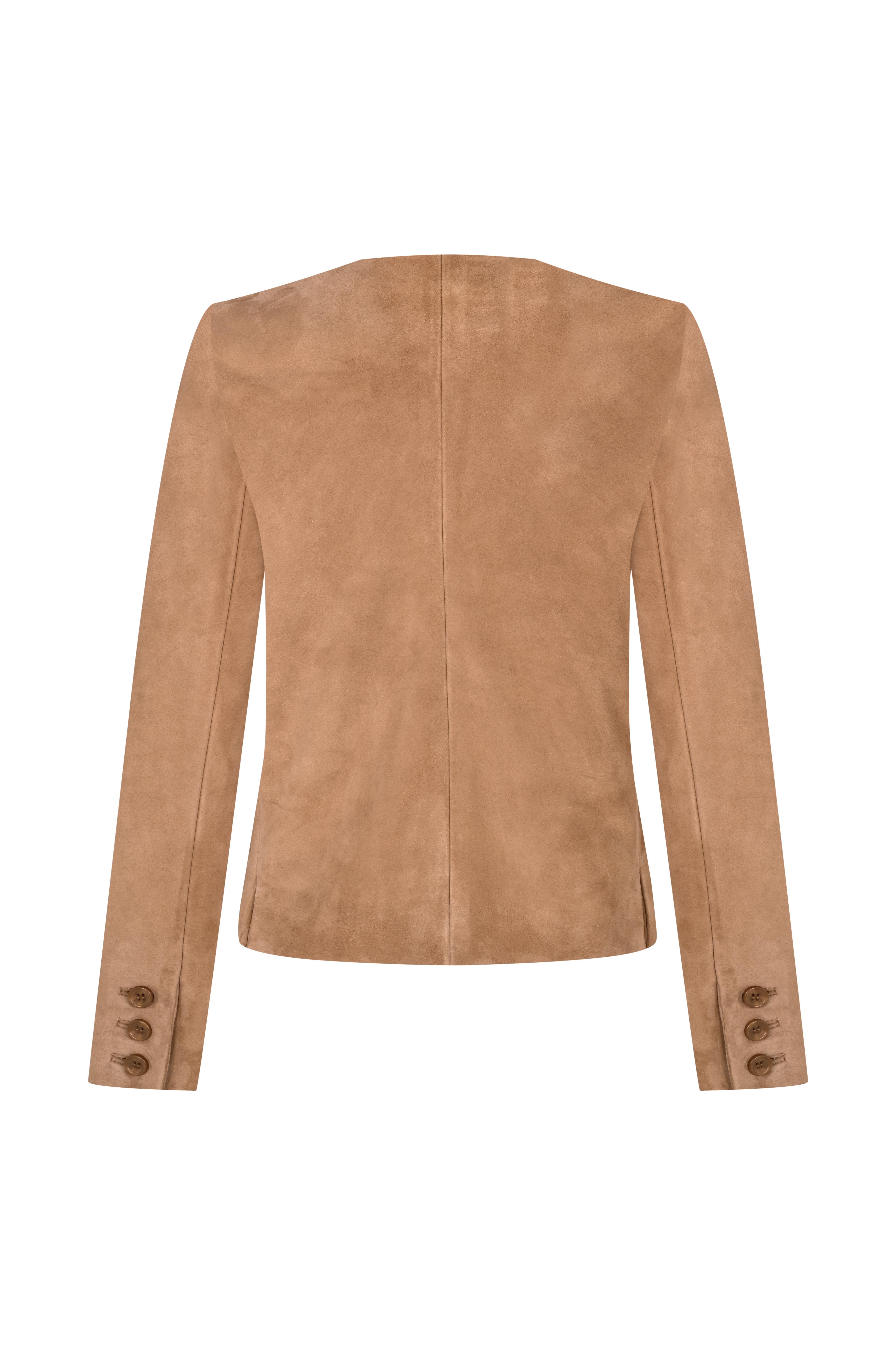 Muskat Bisiklet Yaka Kısa Süet Ceket