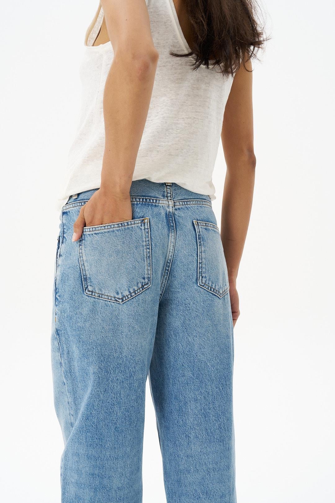Orta Mavi Kate Loose Straight Fit Jean