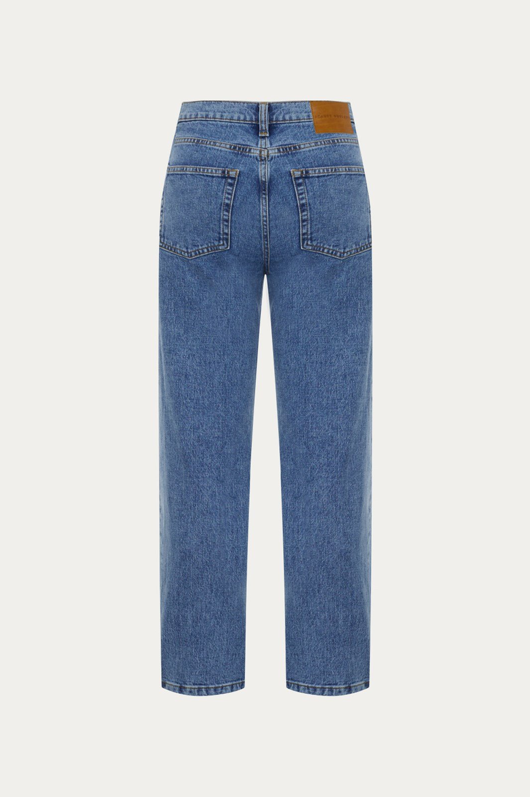 Orta Mavi Mid Waist Straight Fit Jean