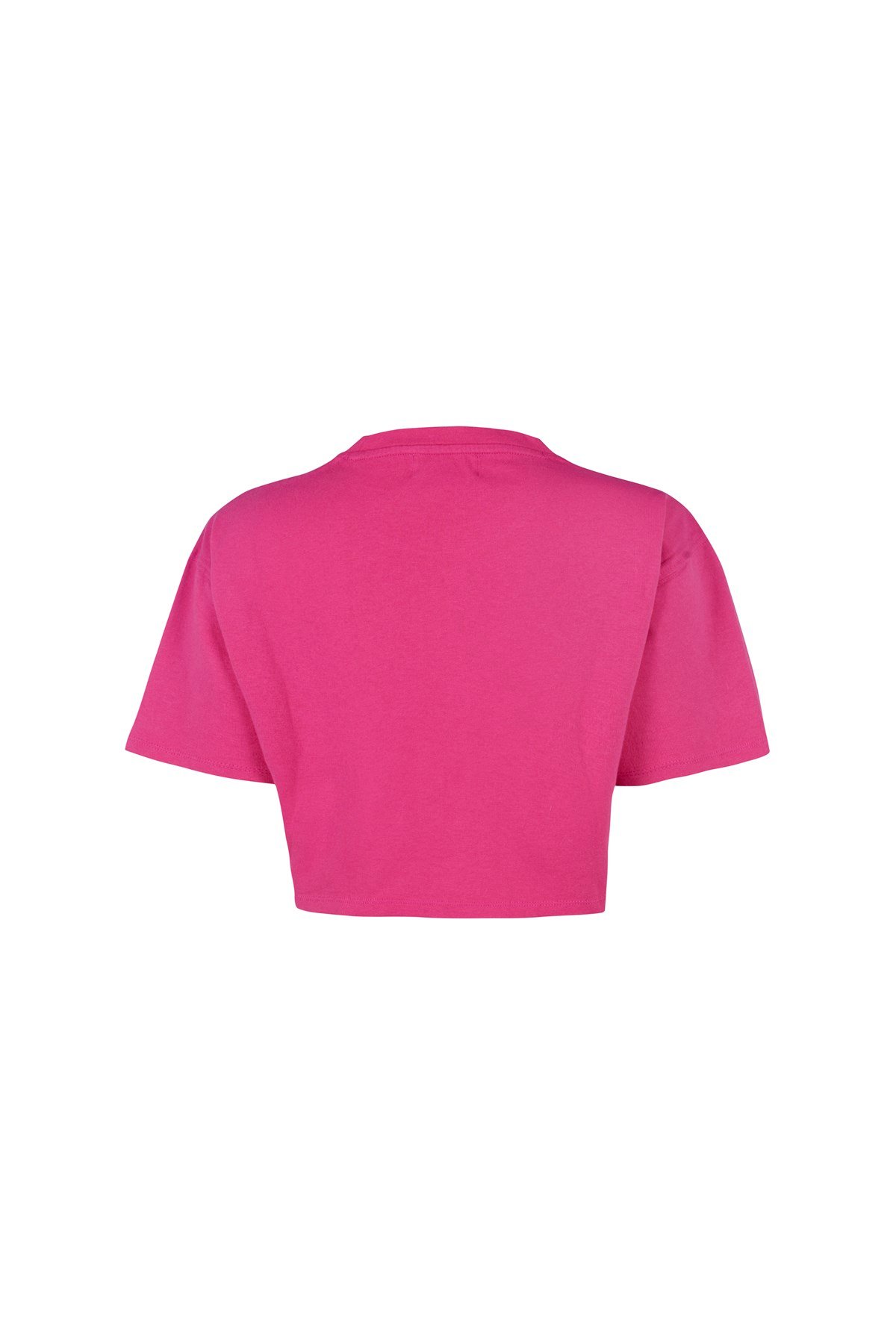Pembe Motto Baskılı Crop Tshirt
