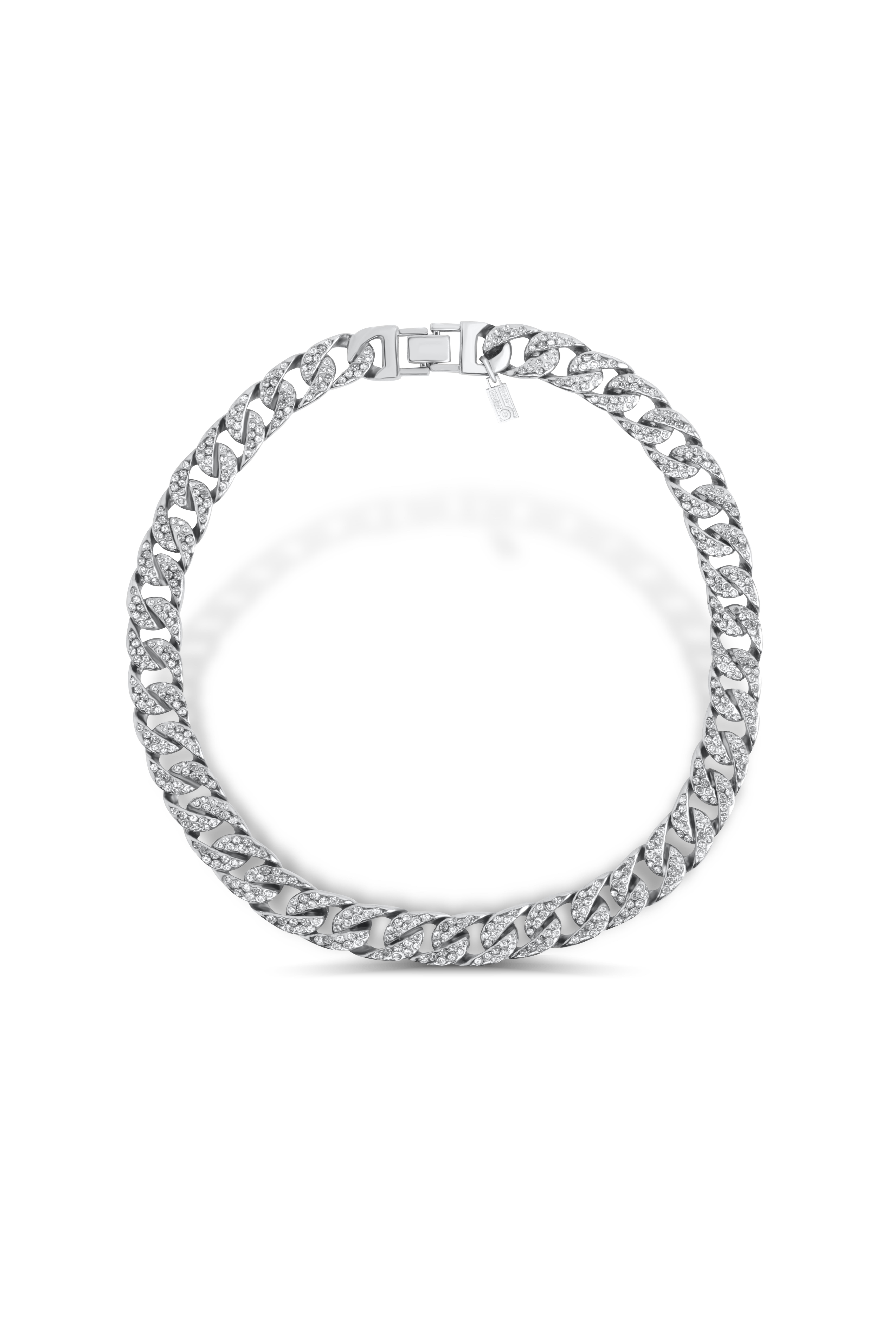 Silver Taşlı Zincir Form Kolye