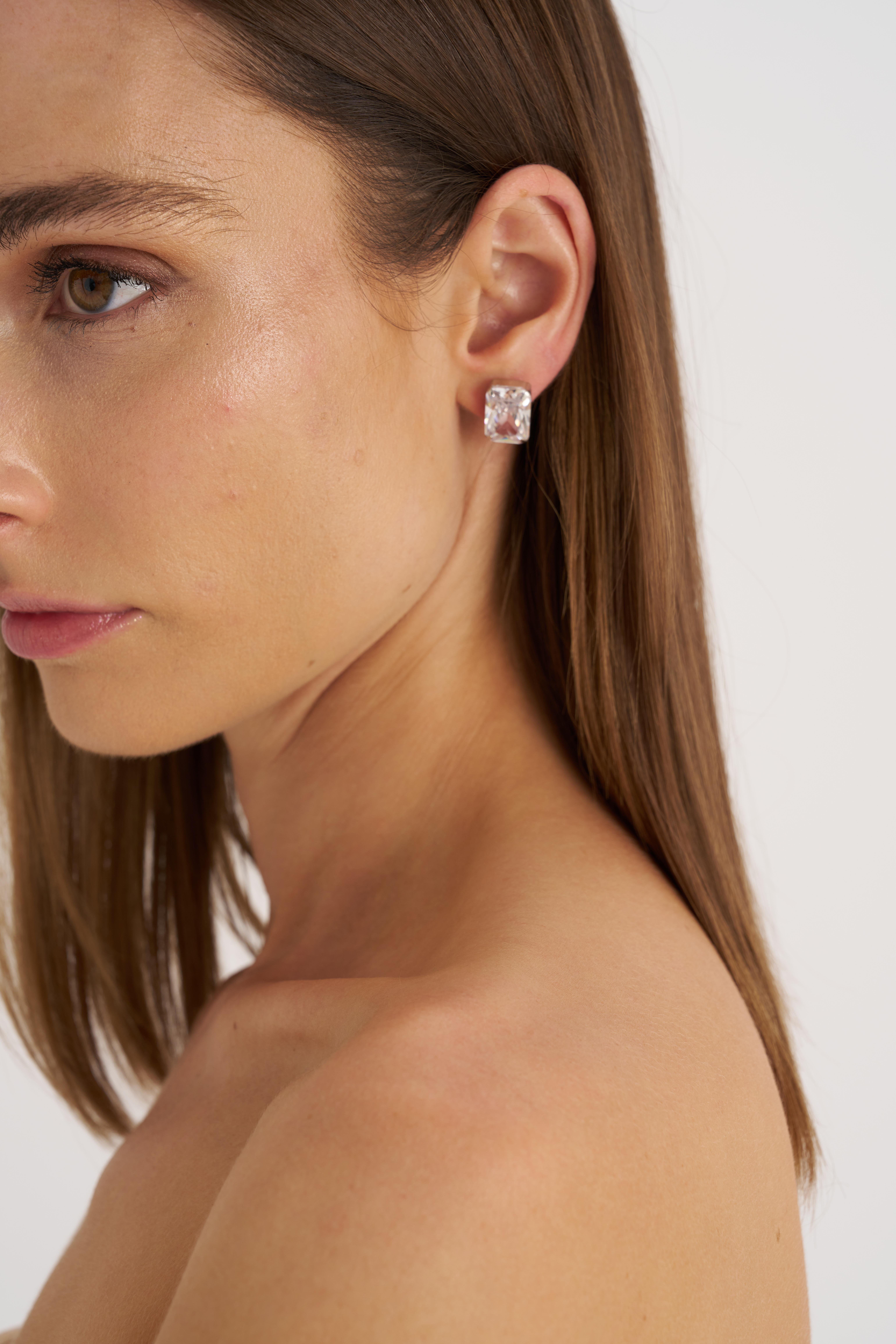 Silver Zirkon Taşlı 2'Li Küpe Set