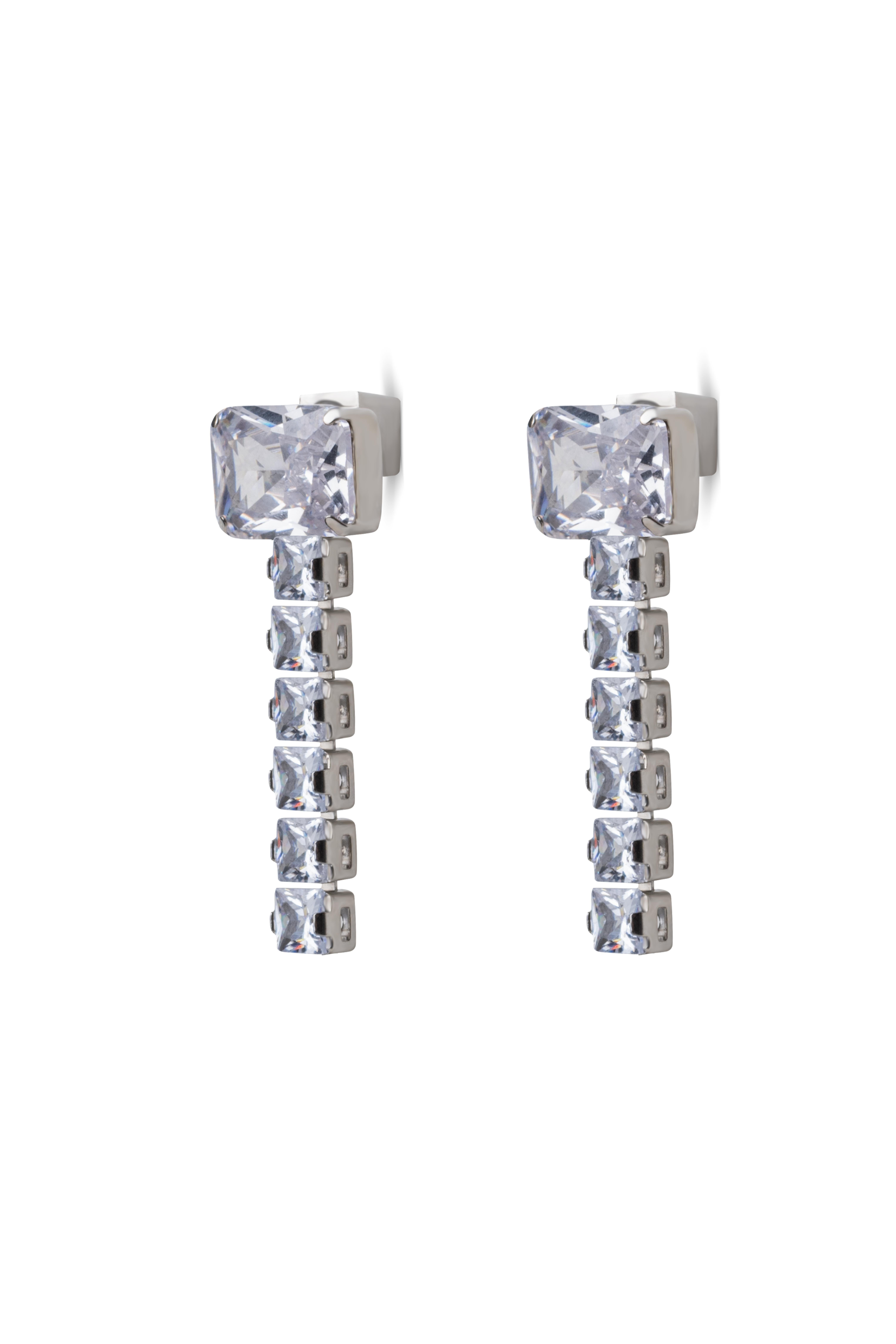 Silver Zirkon Taşlı Uzun Küpe