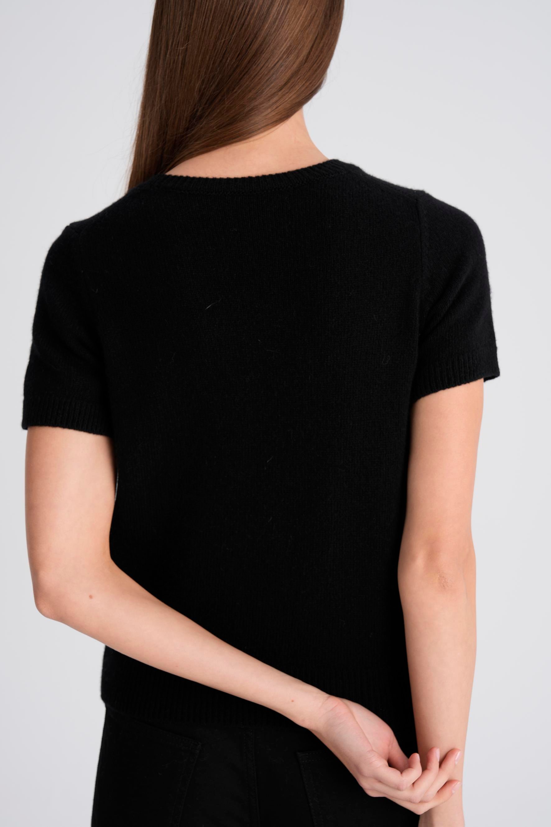 Siyah %100 Kaşmir Kısa Kol Kazak