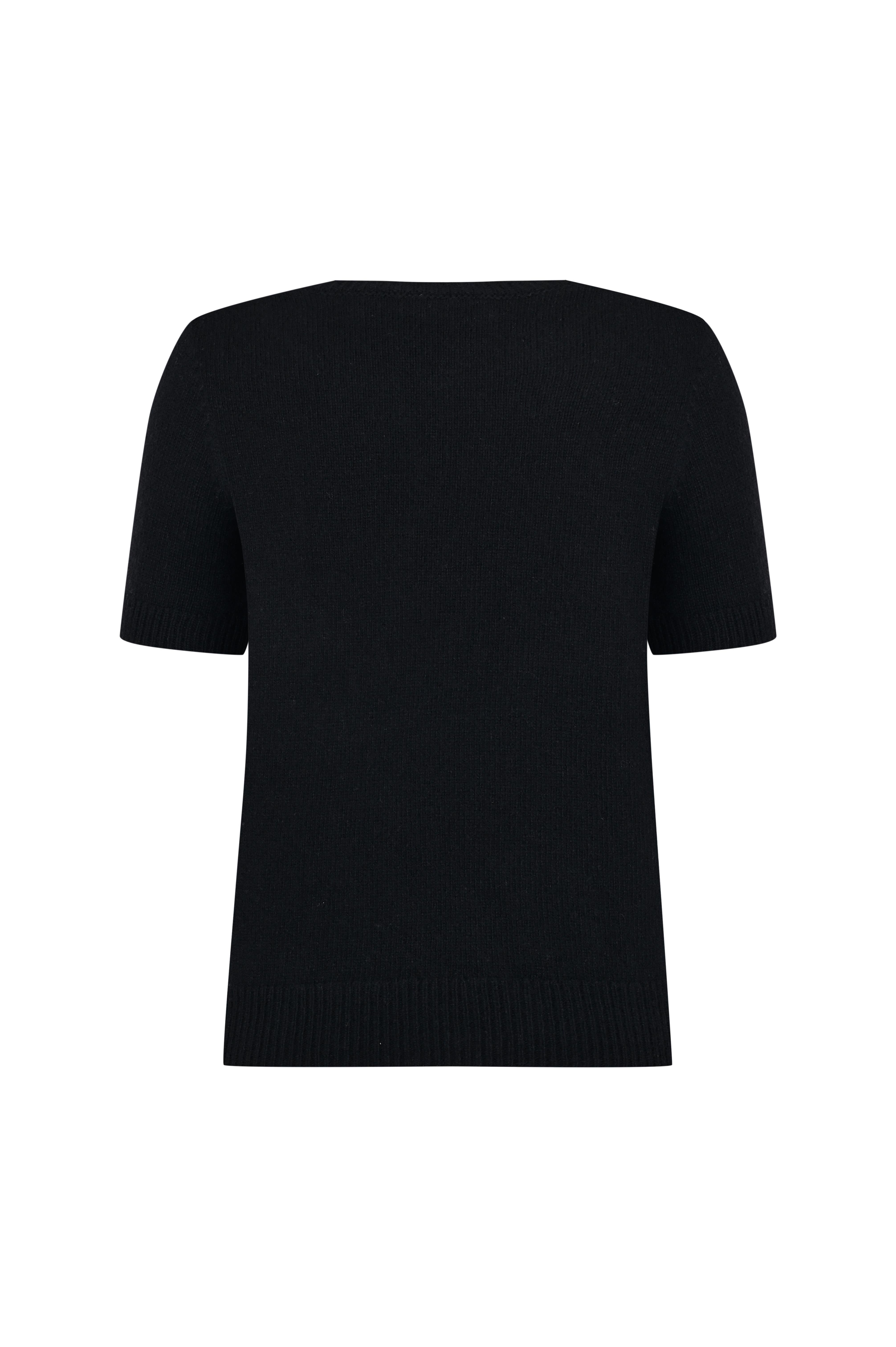 Siyah %100 Kaşmir Kısa Kol Kazak