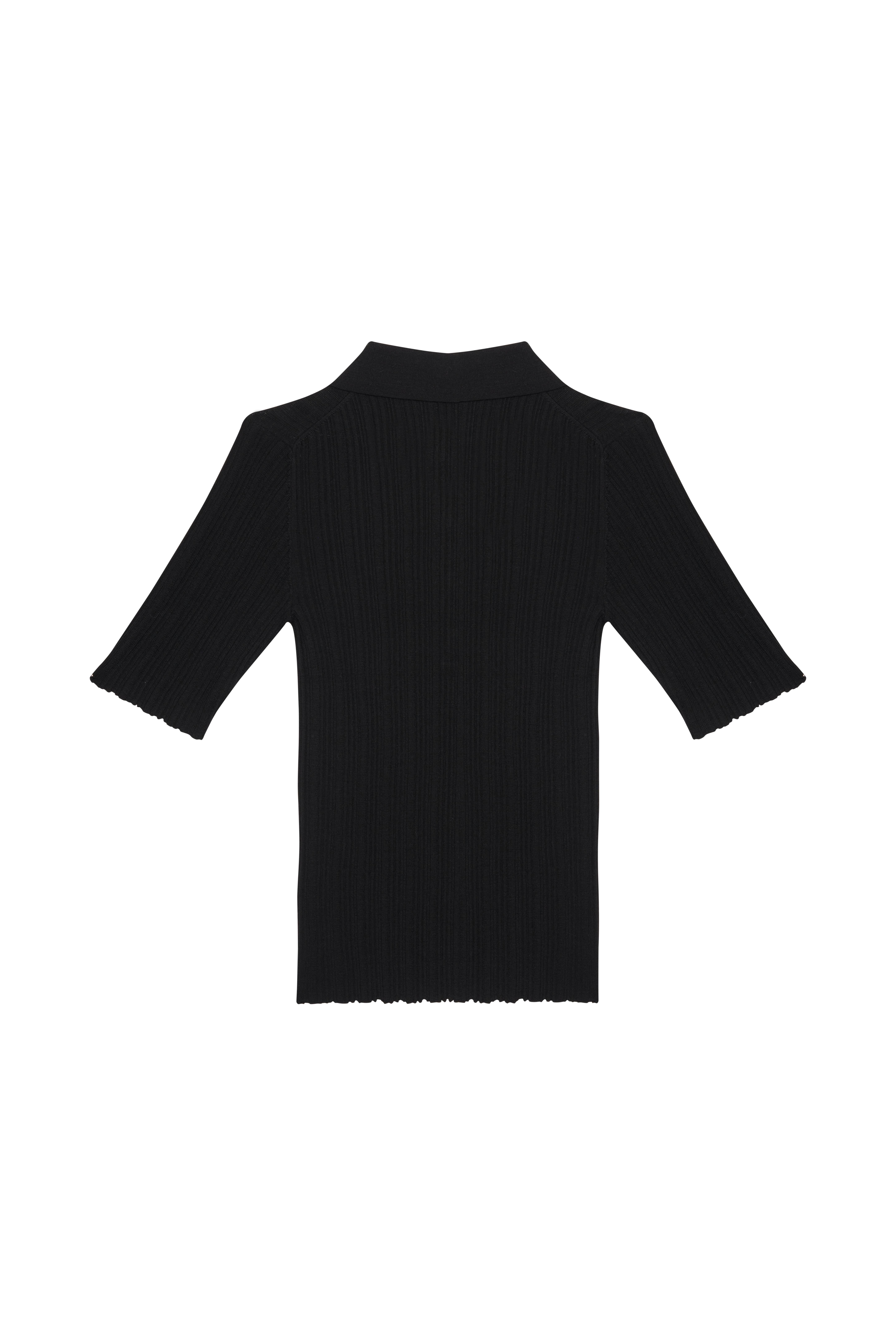 Siyah %100 Yün Polo Yaka Kazak - Exclusive Collection