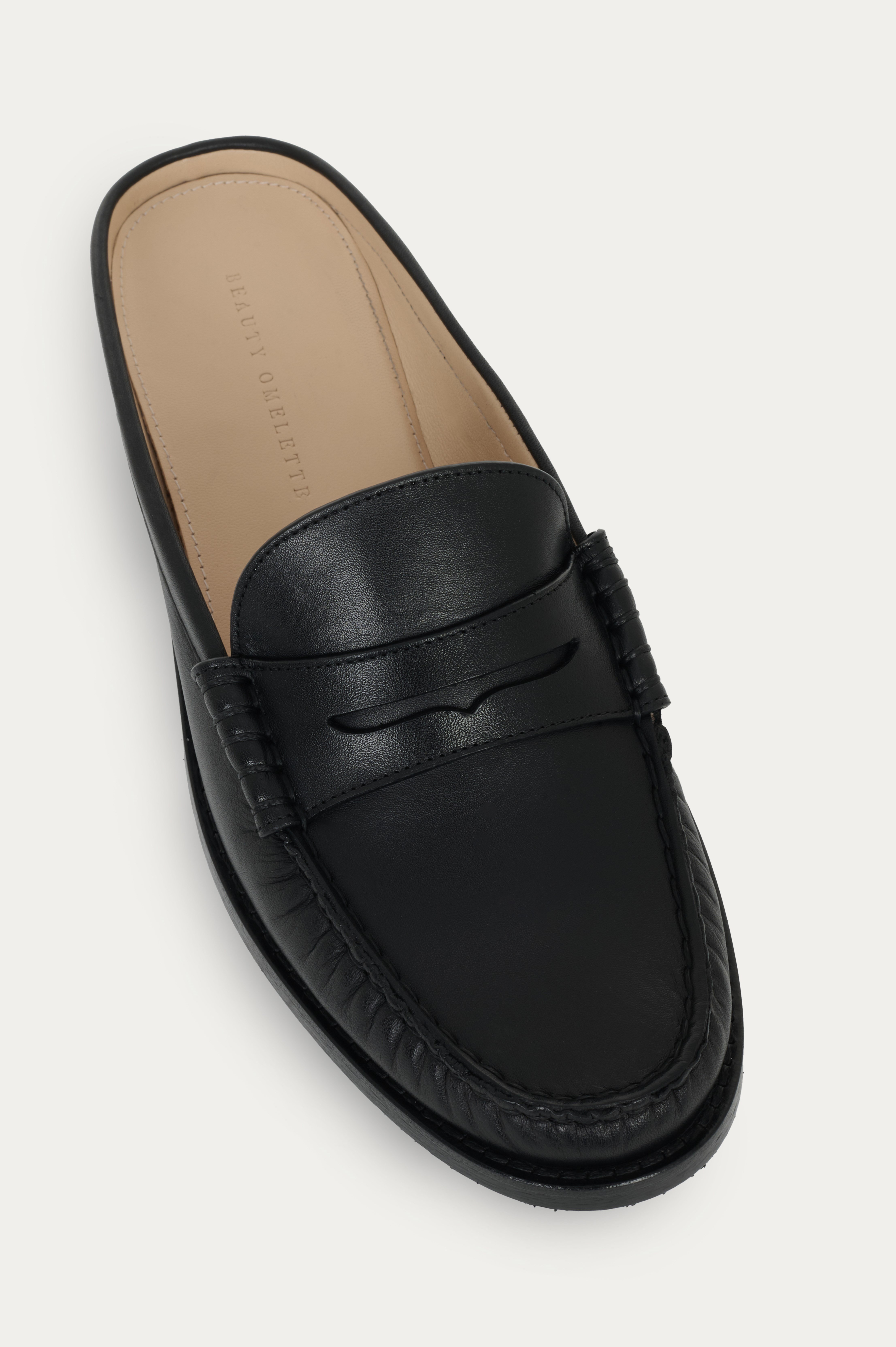Siyah Arkası Açık Deri Loafer