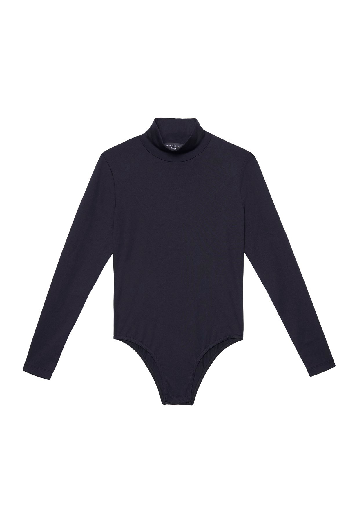 Siyah Balıkçı Yaka Uzun Kol Bodysuit