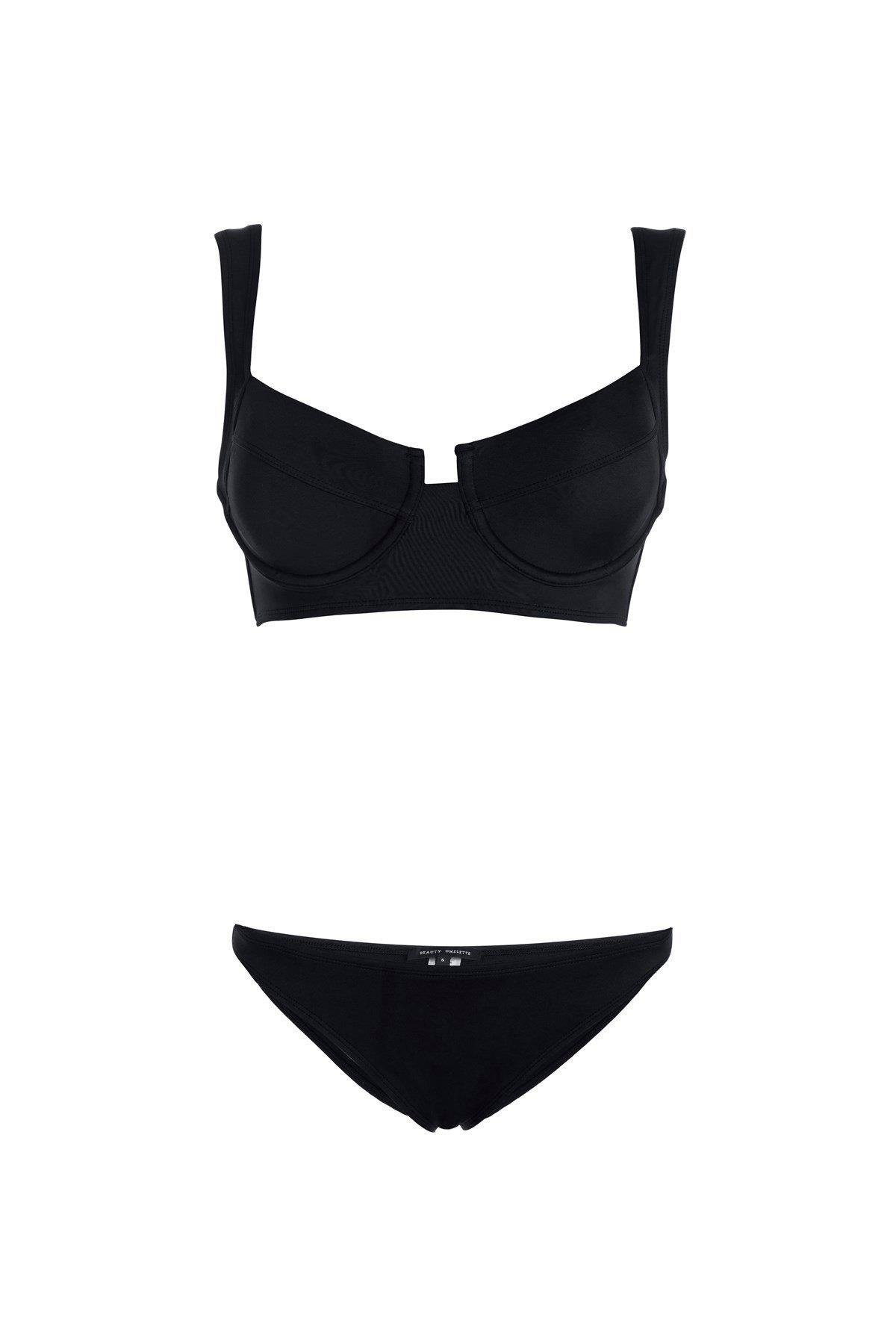 Siyah Balkonet Bikini